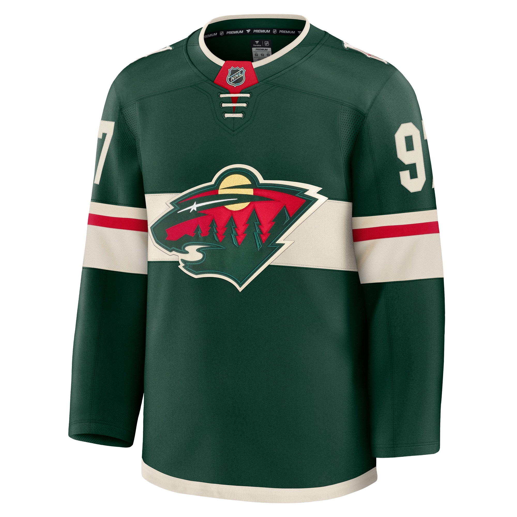 Alternative view of Men's Minnesota Wild Kirill Kaprizov Green Home Premium Hockey Jersey - JS998 