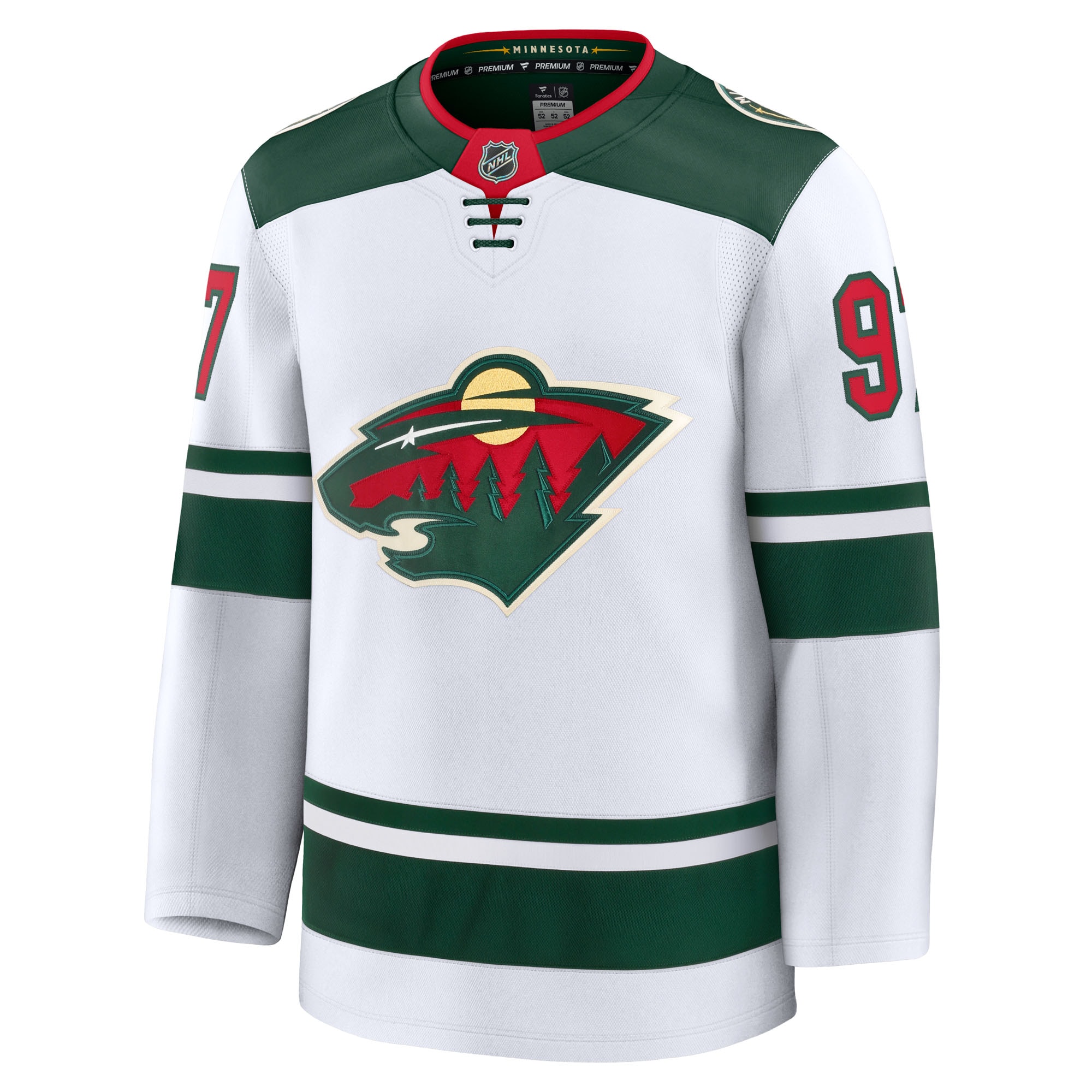 Alternative view of Men's Minnesota Wild Kirill Kaprizov White Away Premium Hockey Jersey - JS806 