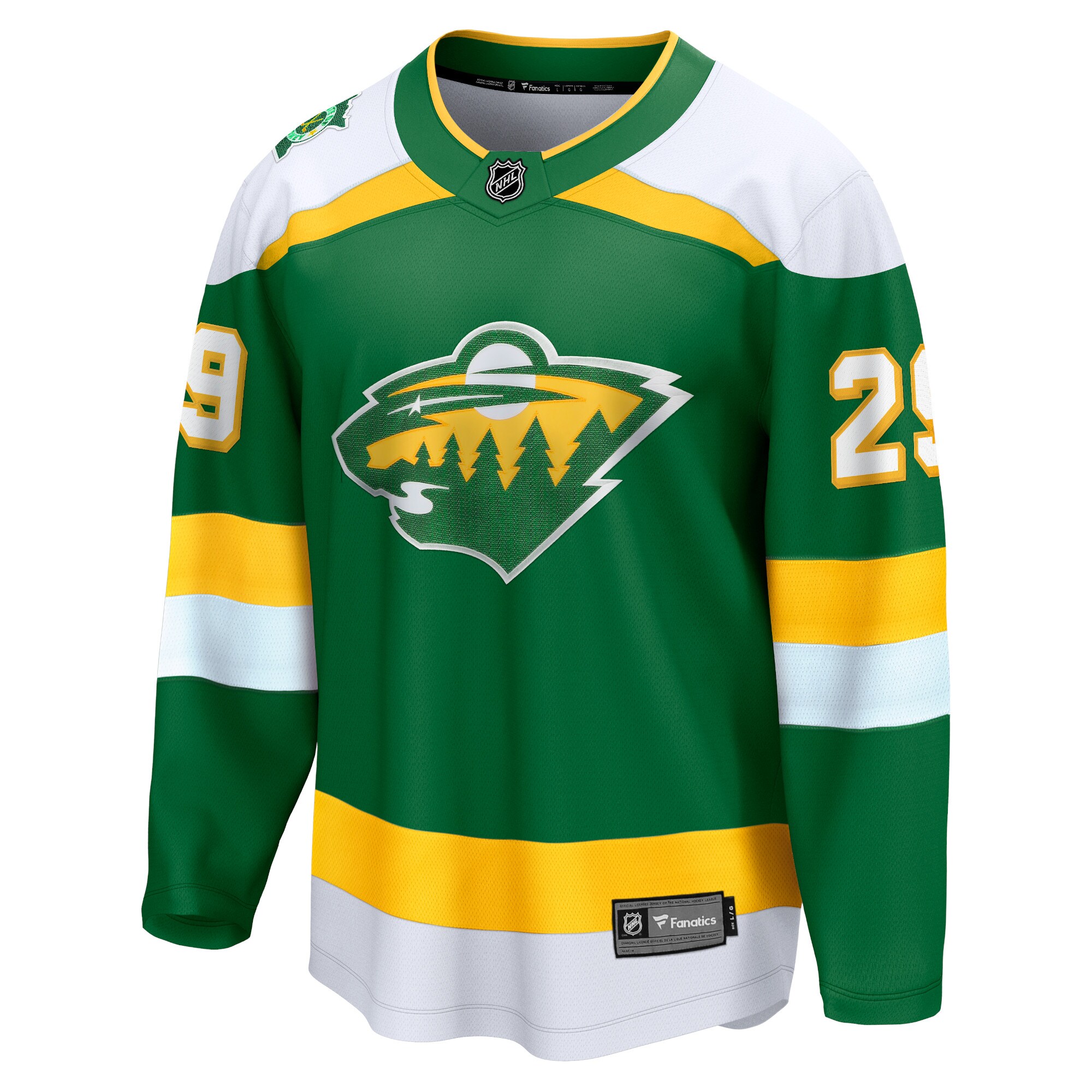 Alternative view of Men's Minnesota Wild Marc-Andre Fleury Green Alternate Premier Breakaway Player Hockey Jersey - JS552 