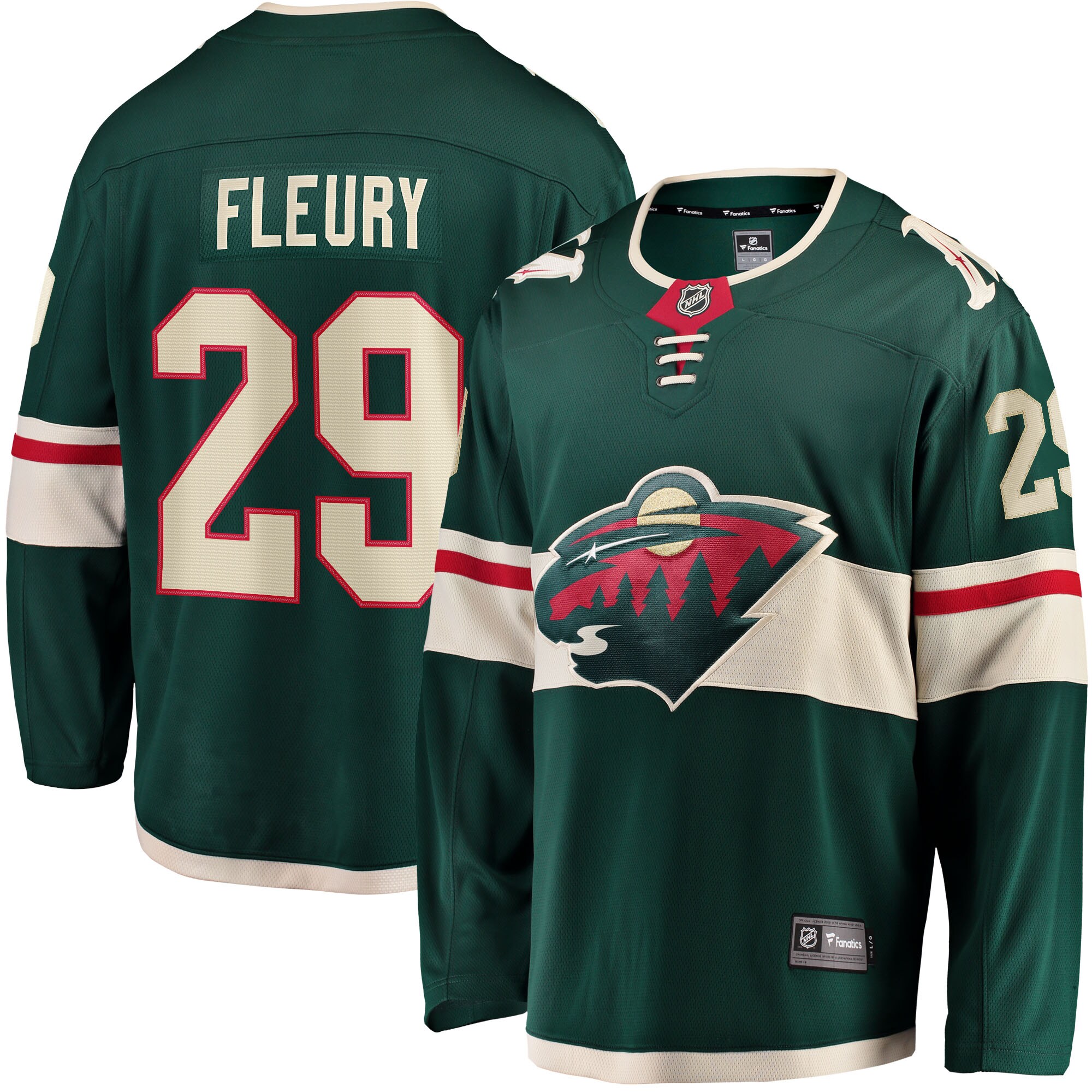 Men's Minnesota Wild Marc-Andre Fleury Green Home Breakaway Player Hockey Jersey - JS866 