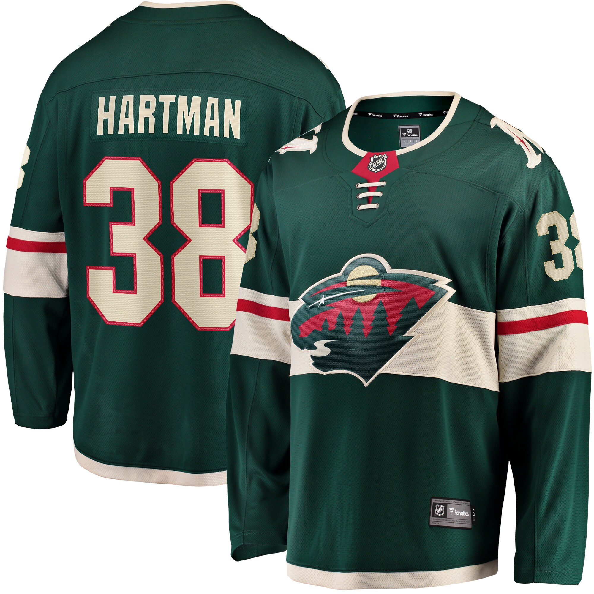 Men's Minnesota Wild Ryan Hartman Green Home Breakaway Player Hockey Jersey - JS346 