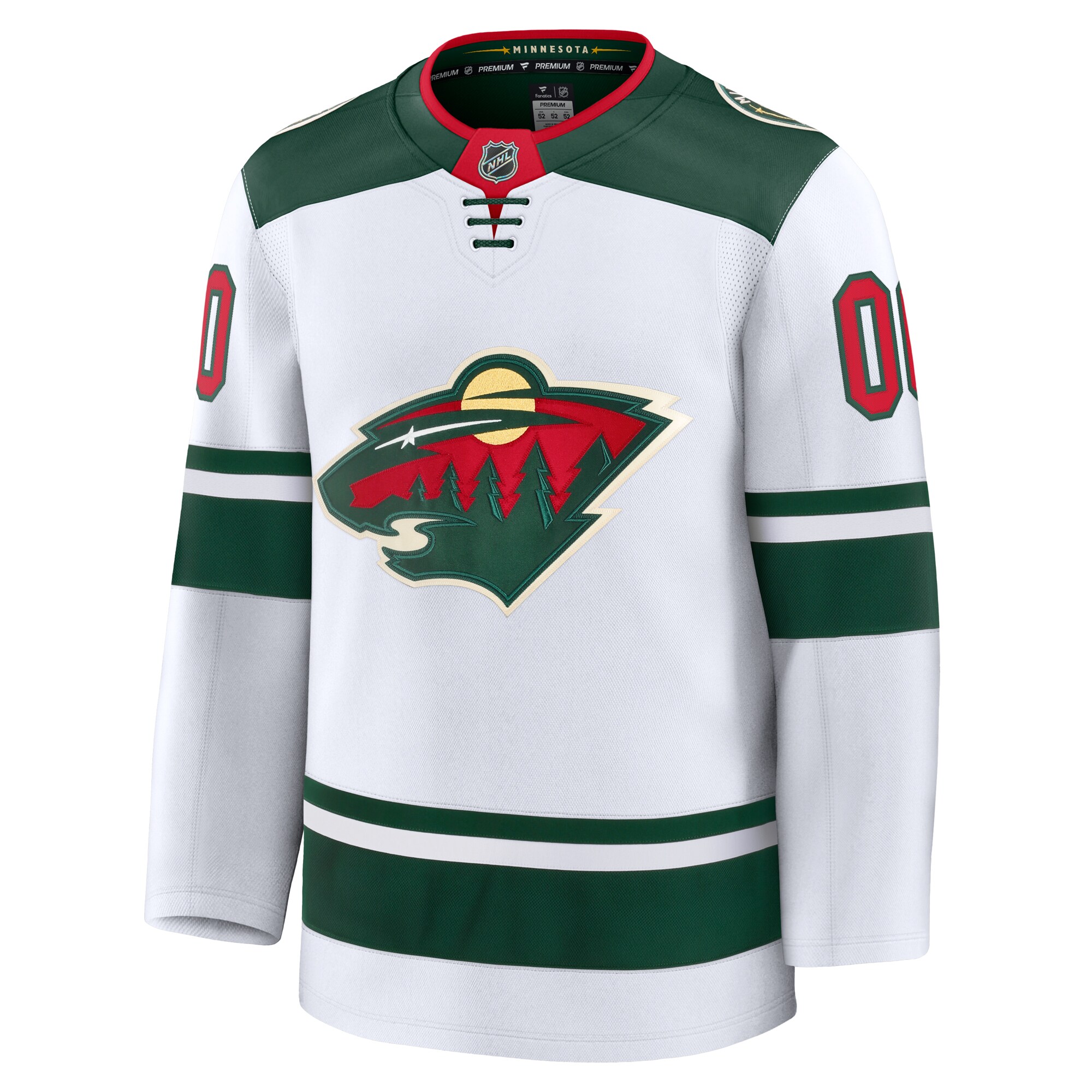 Alternative view of Men's Minnesota Wild White Away Premium Custom Hockey Jersey - JS986 