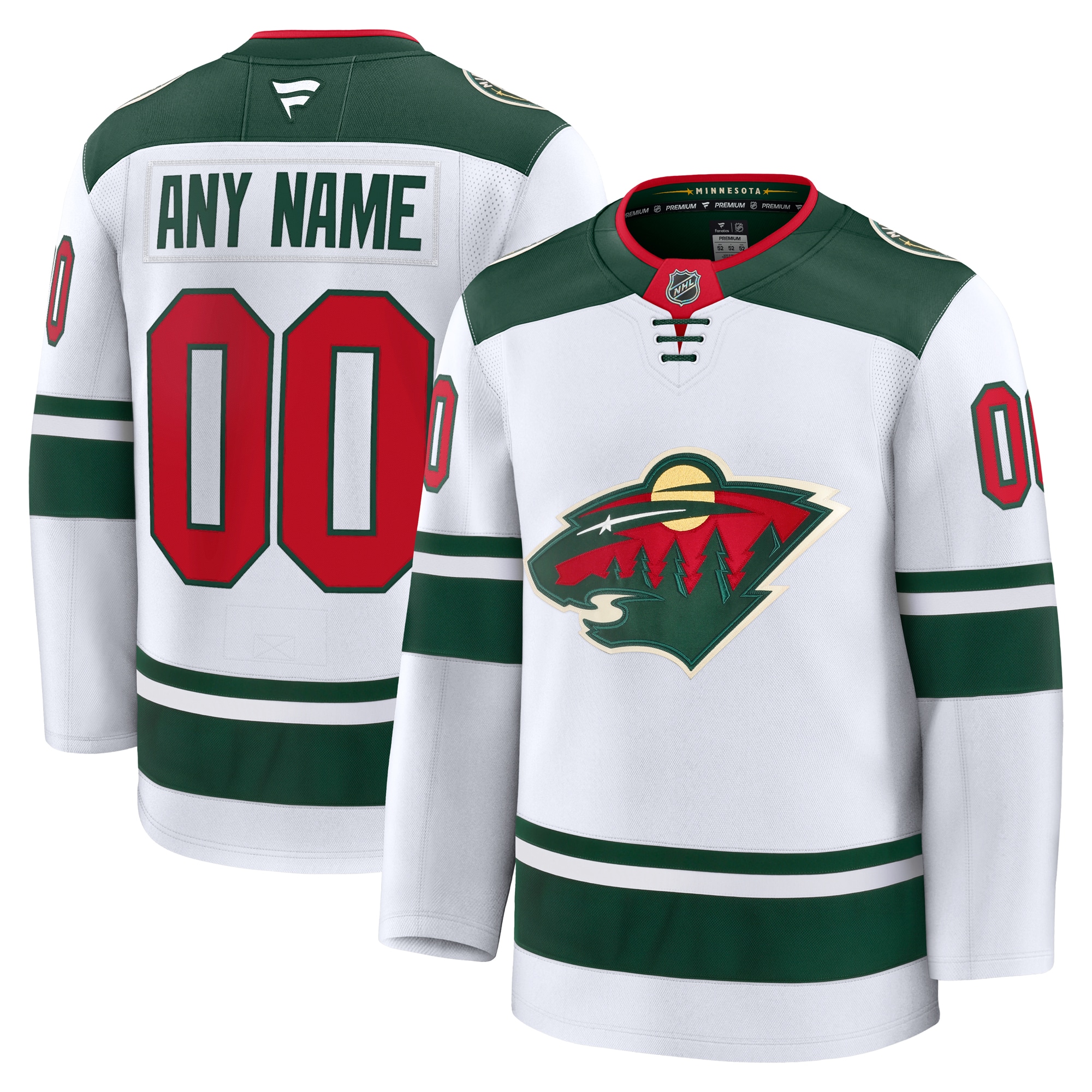 Men's Minnesota Wild White Away Premium Custom Hockey Jersey - JS986 