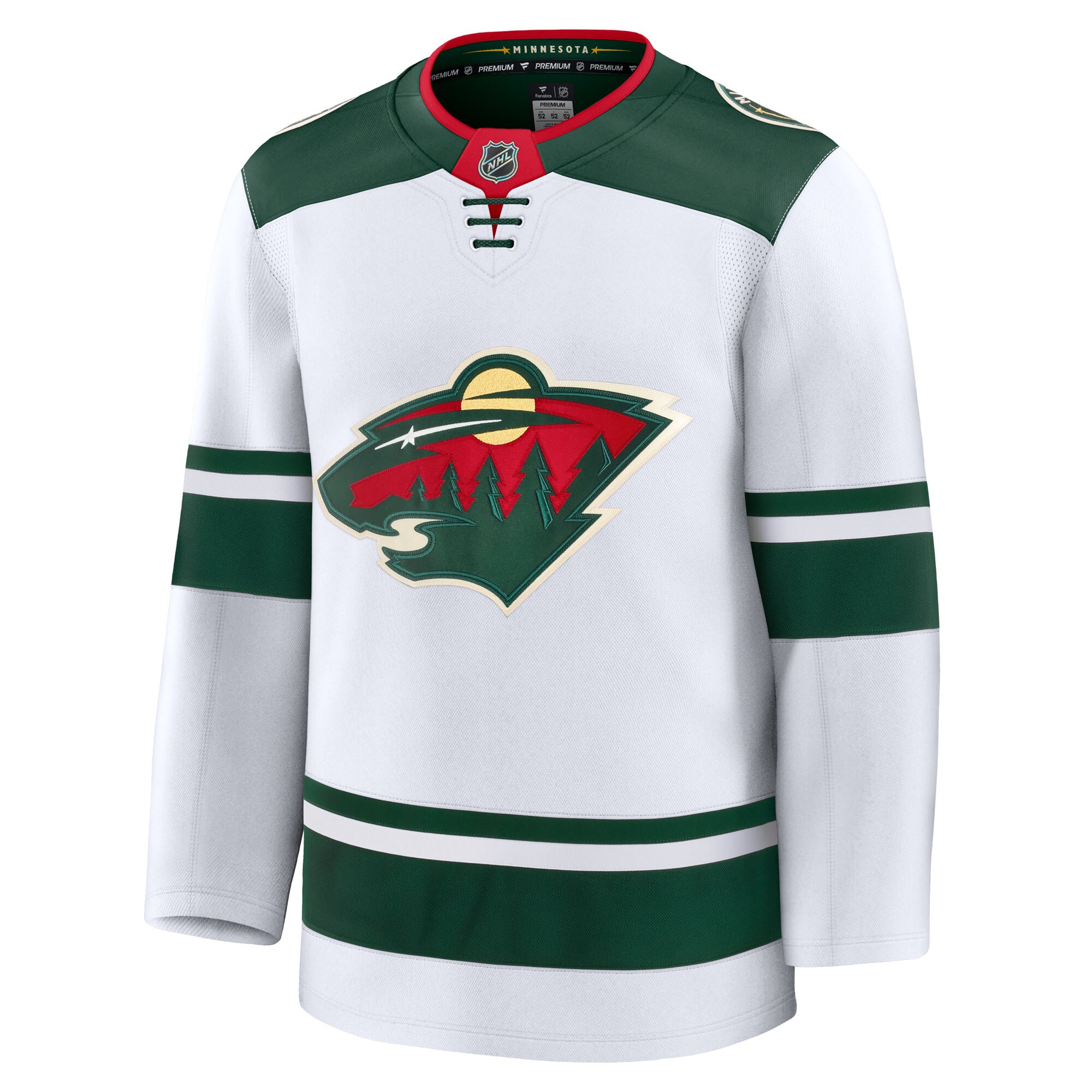 Alternative view of Men's Minnesota Wild White Away Premium Hockey Jersey - JS827 