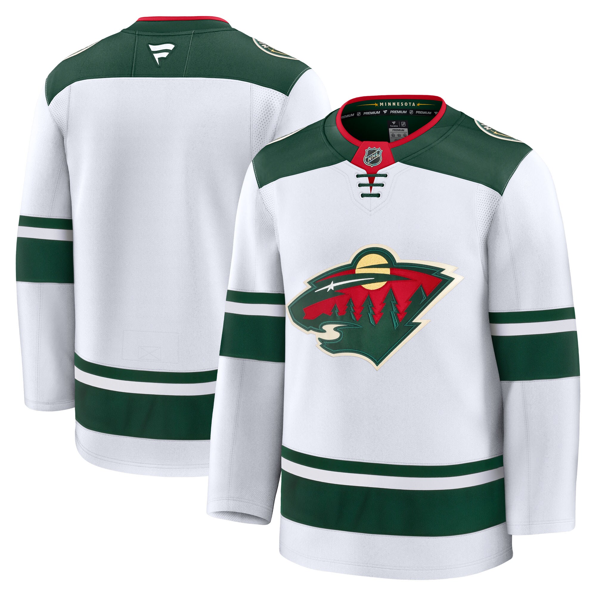 Men's Minnesota Wild White Away Premium Hockey Jersey - JS827 