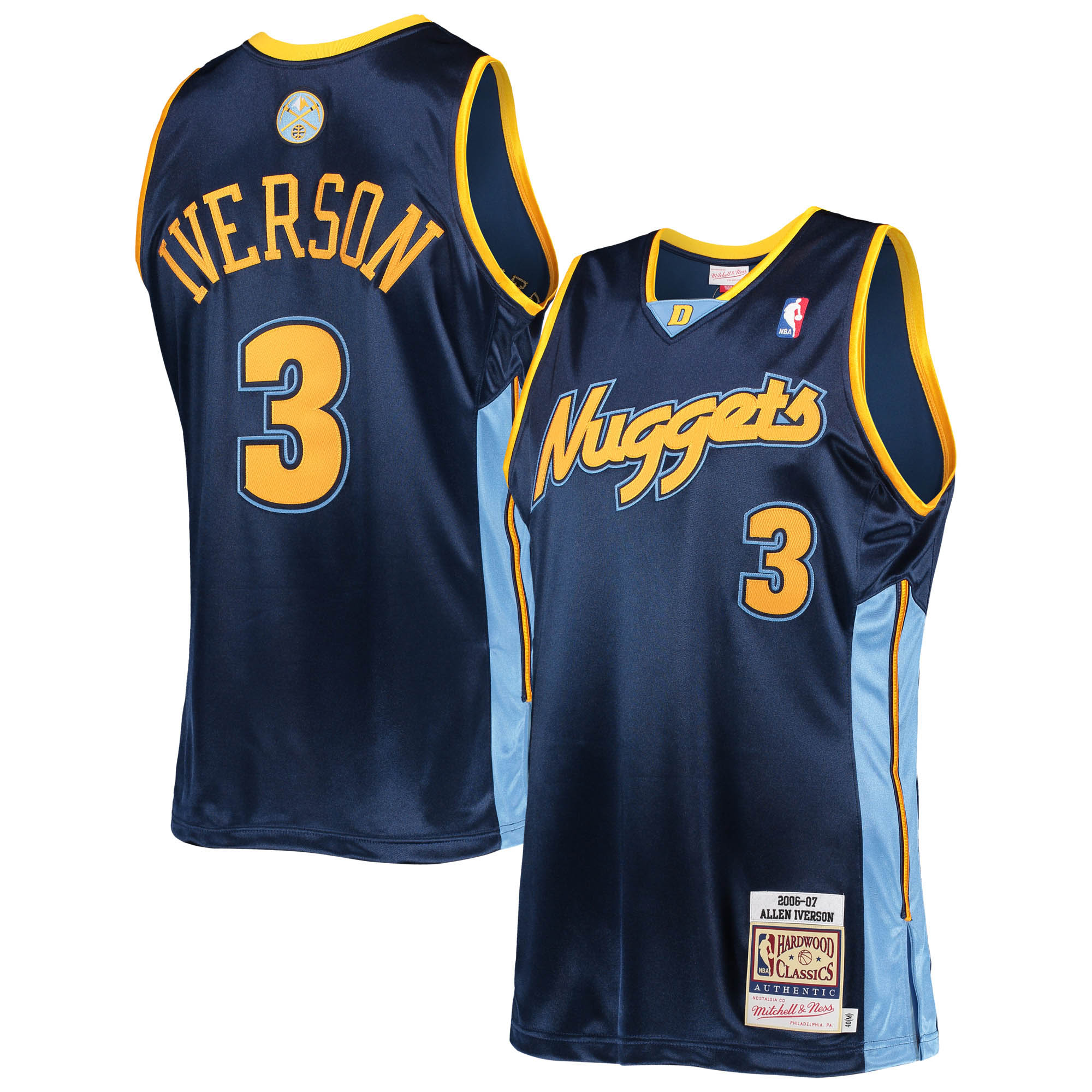 Men's Mitchell & Ness Allen Iverson Navy Denver Nuggets Hardwood Classics Authentic 2006 Basketball Jersey