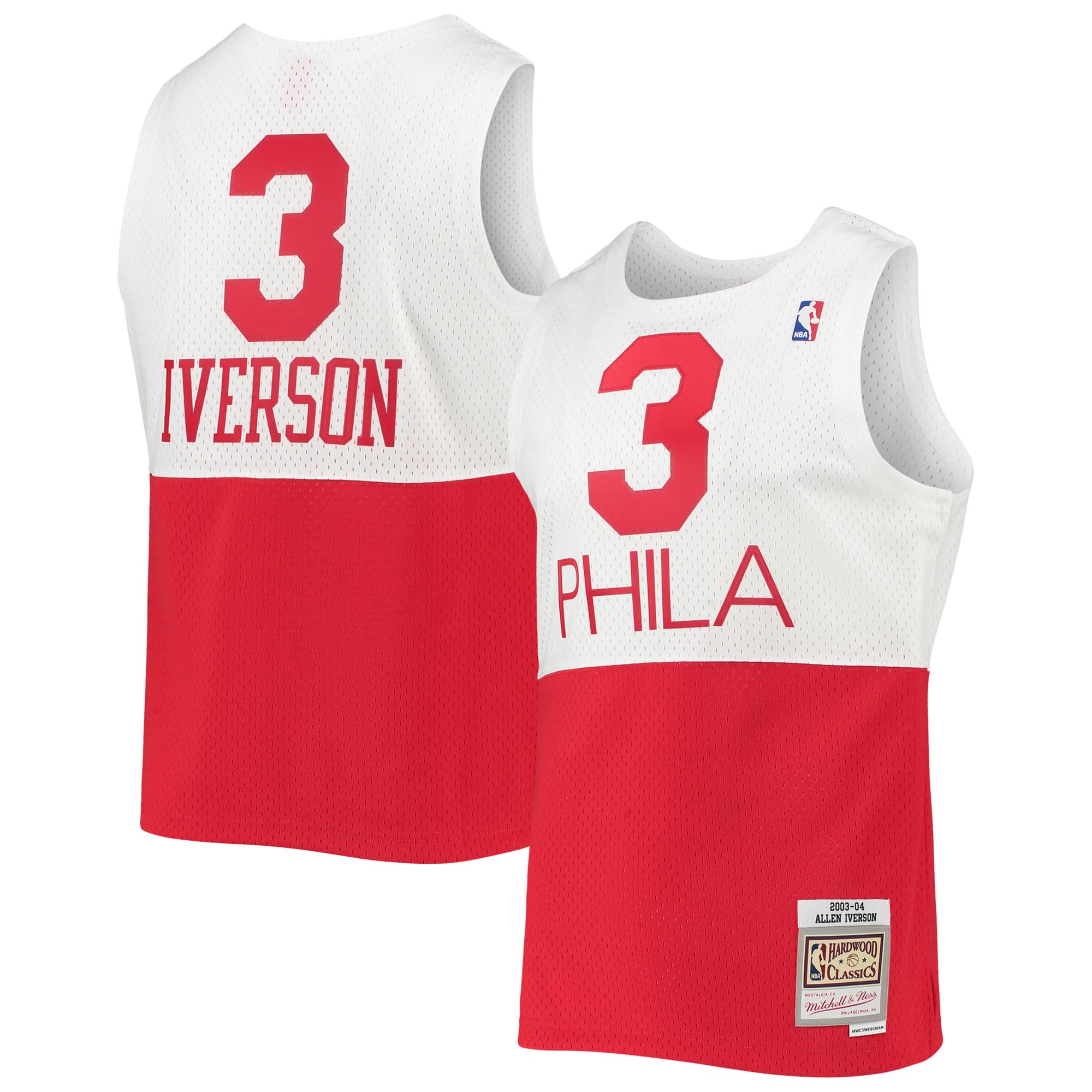 Men's Mitchell & Ness Allen Iverson White Philadelphia 76ers 2003-04 Hardwood Classics Swingman Basketball Jersey