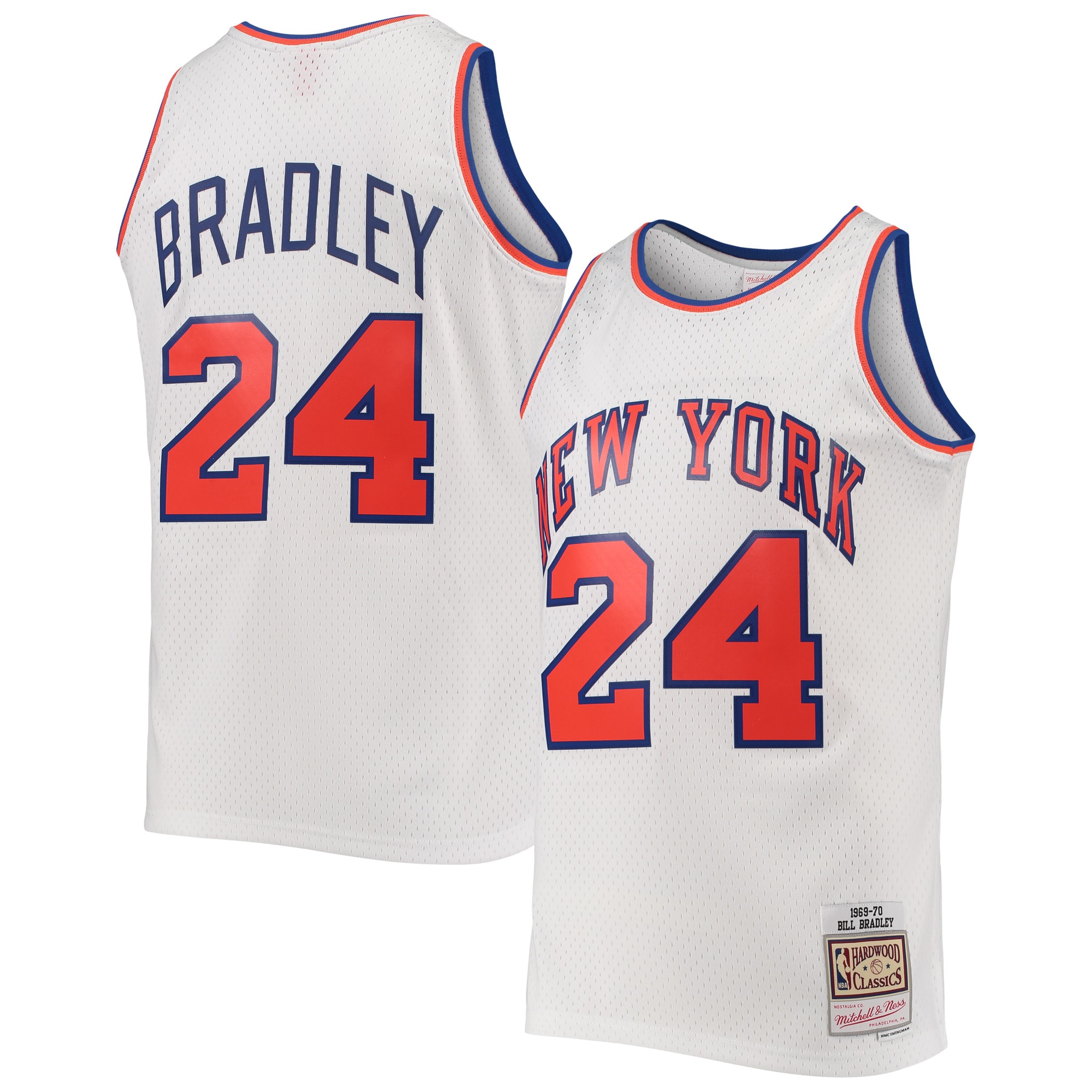 Men's Mitchell & Ness Bill Bradley White New York Knicks Hardwood Classics Swingman Basketball Jersey