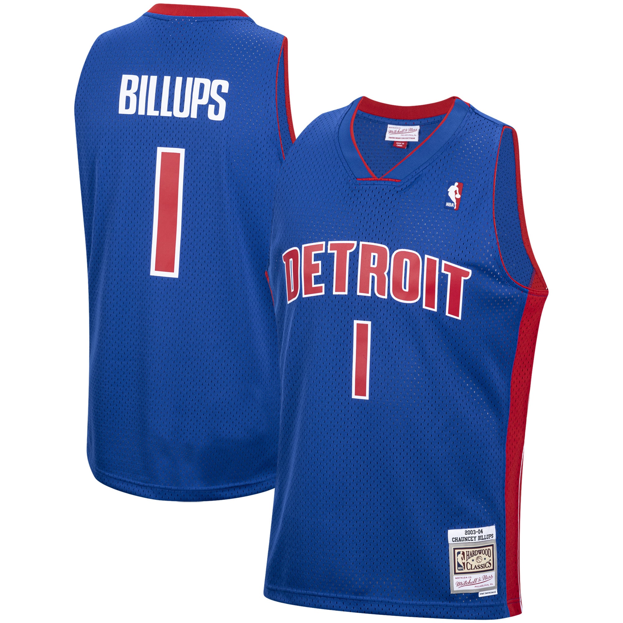 Men's Mitchell & Ness Chauncey Billups Royal Detroit Pistons 2003-04 Hardwood Classics Swingman Basketball Jersey