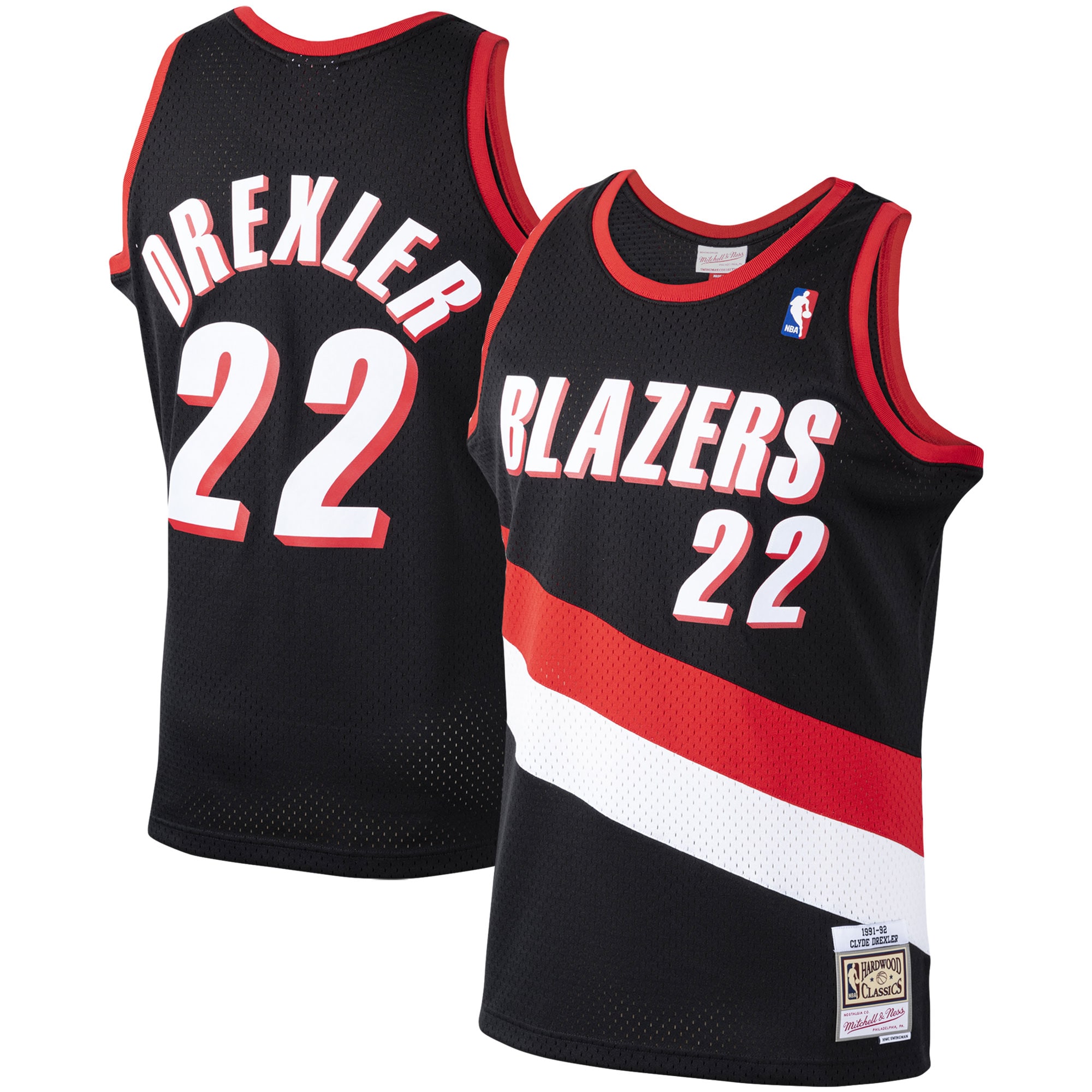 Men's Mitchell & Ness Clyde Drexler Black Portland Trail Blazers 1991-92 Hardwood Classics Swingman Basketball Jersey