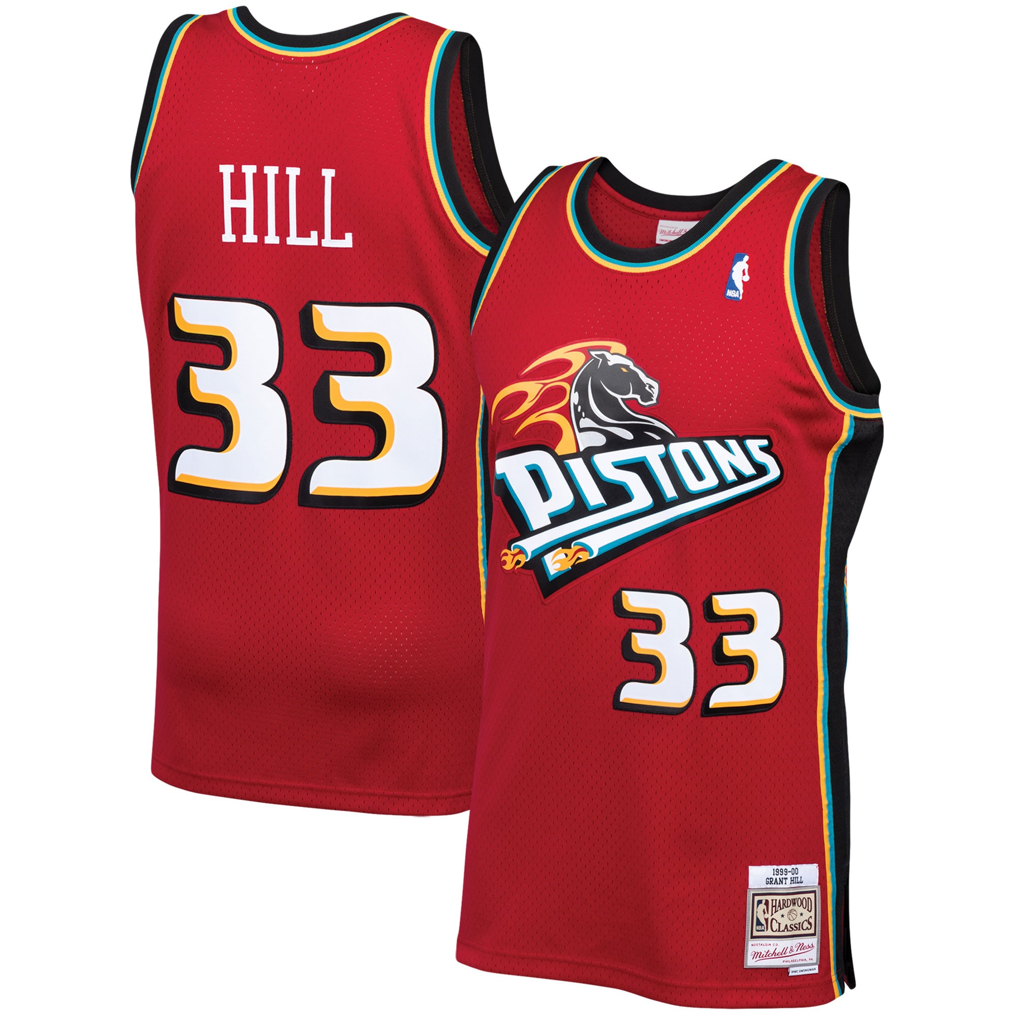 Men's Mitchell & Ness Grant Hill Red Detroit Pistons 1999-00 Hardwood Classics Swingman Basketball Jersey