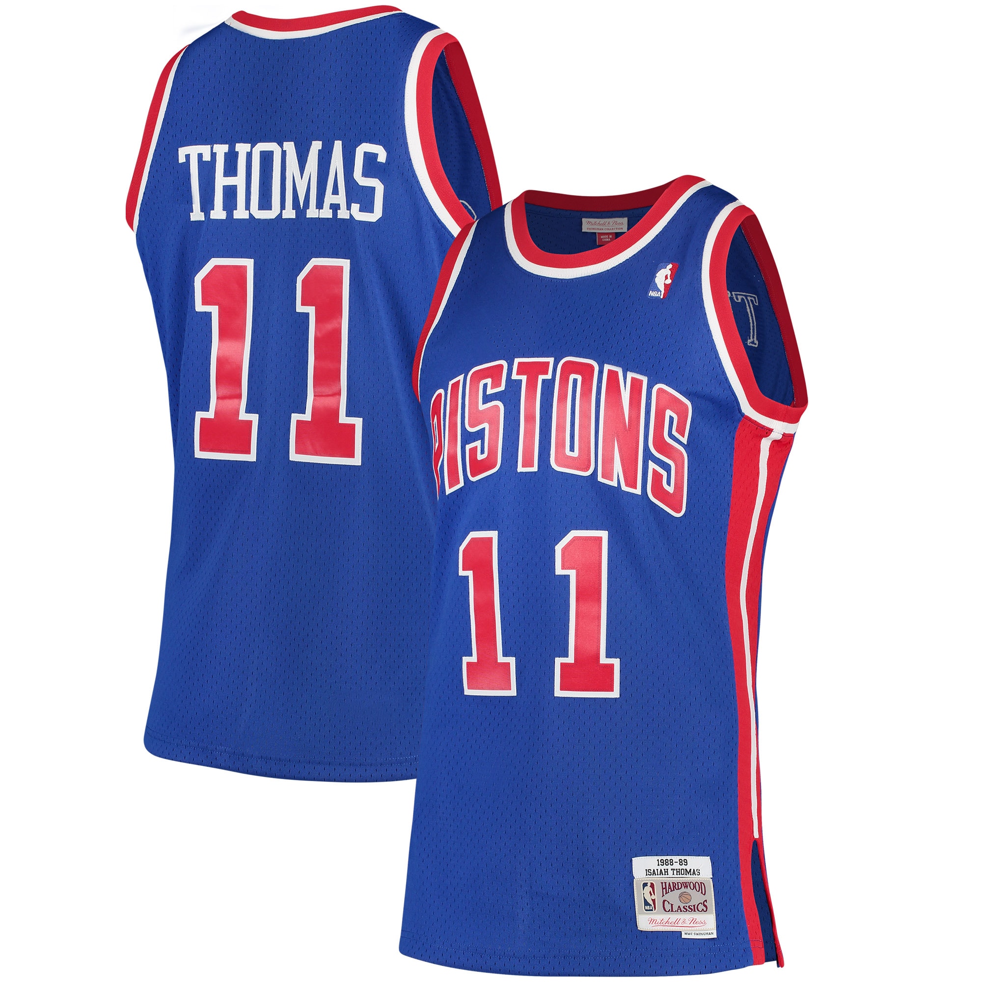 Men's Mitchell & Ness Isiah Thomas Blue Detroit Pistons 1988-89 Hardwood Classics Swingman Basketball Jersey
