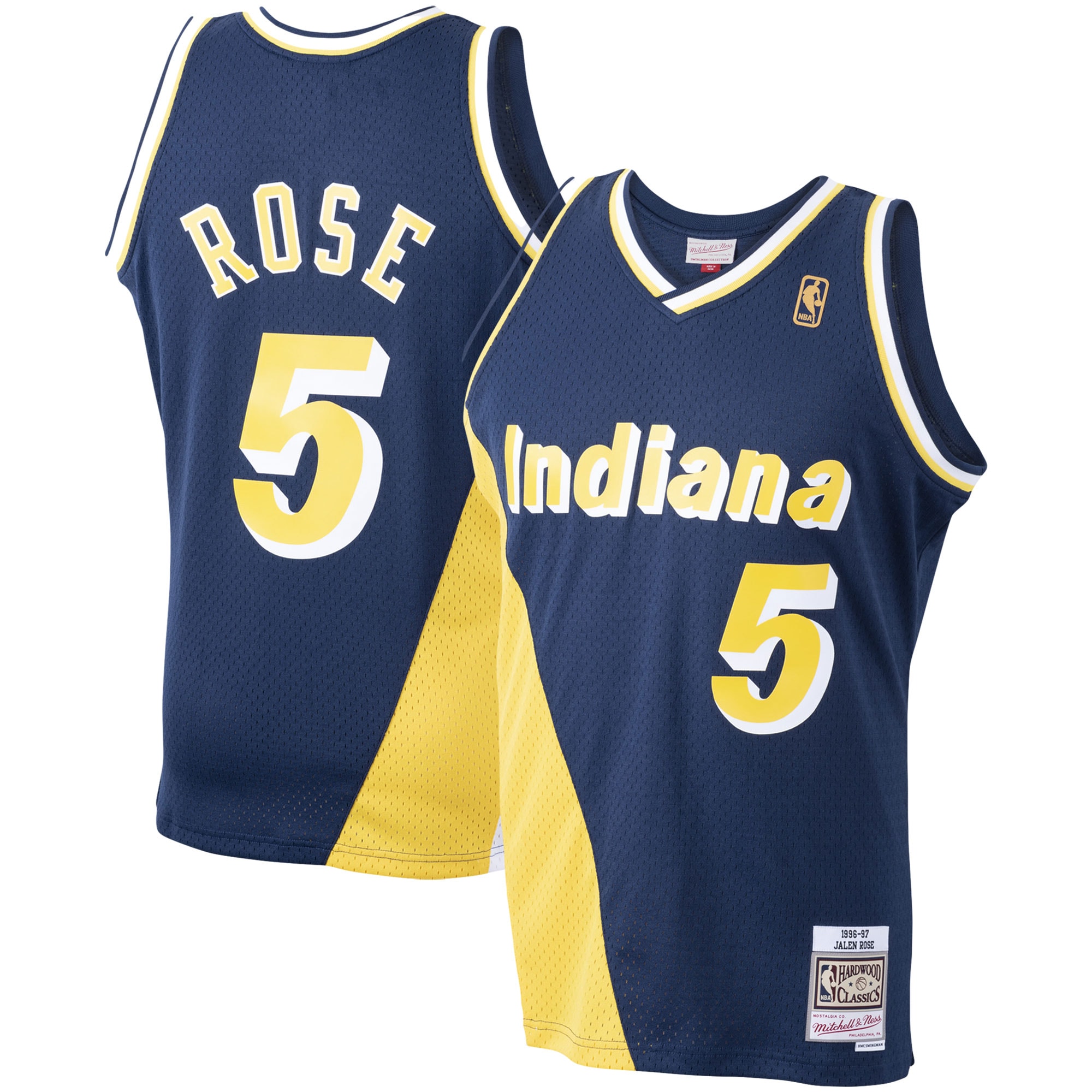 Men's Mitchell & Ness Jalen Rose Navy Indiana Pacers 1996-97 Hardwood Classics Swingman Basketball Jersey