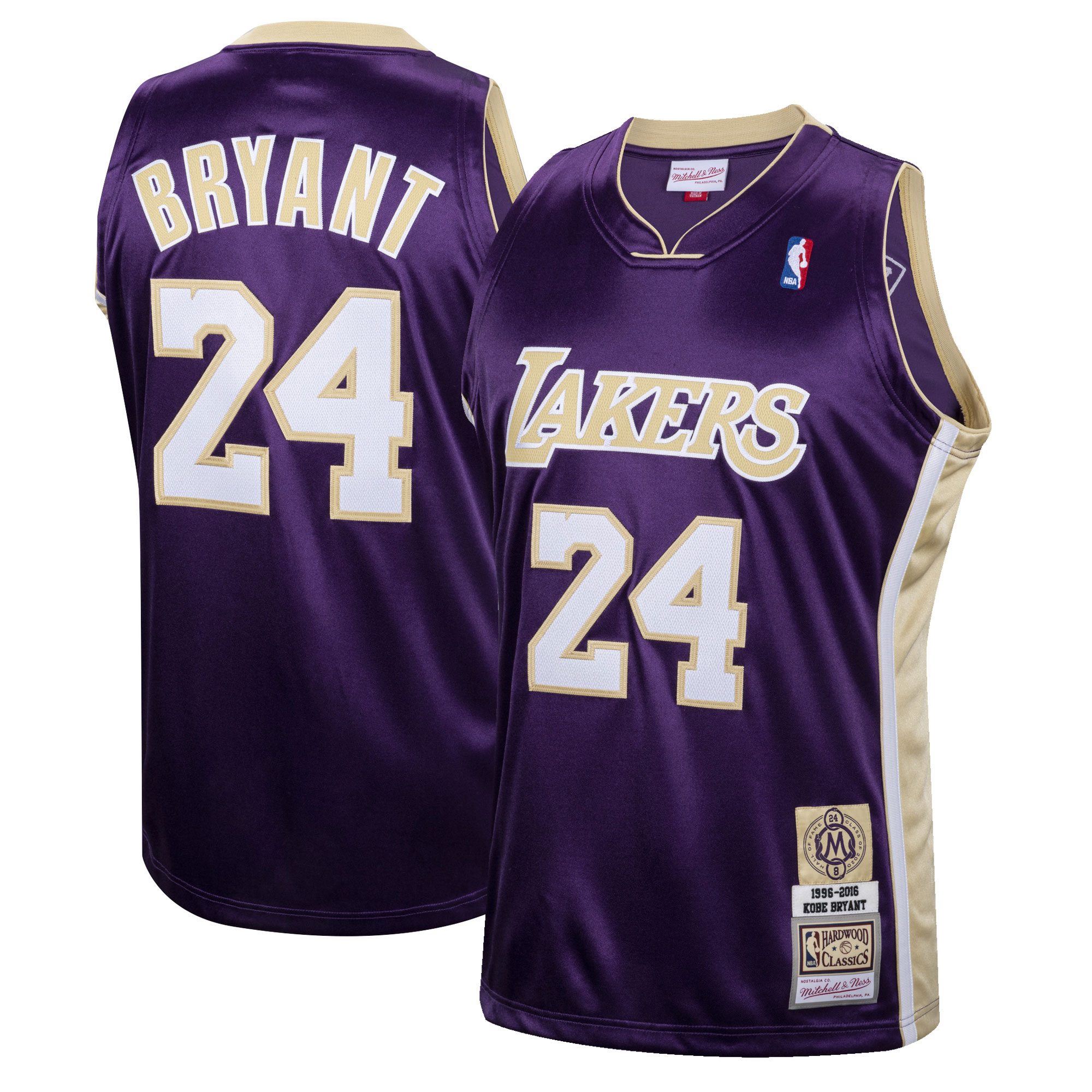 Men's Mitchell & Ness Kobe Bryant Purple Los Angeles Lakers Hall Of Fame Class Of 2020 #24 Authentic Hardwood Classics Basketball Jersey