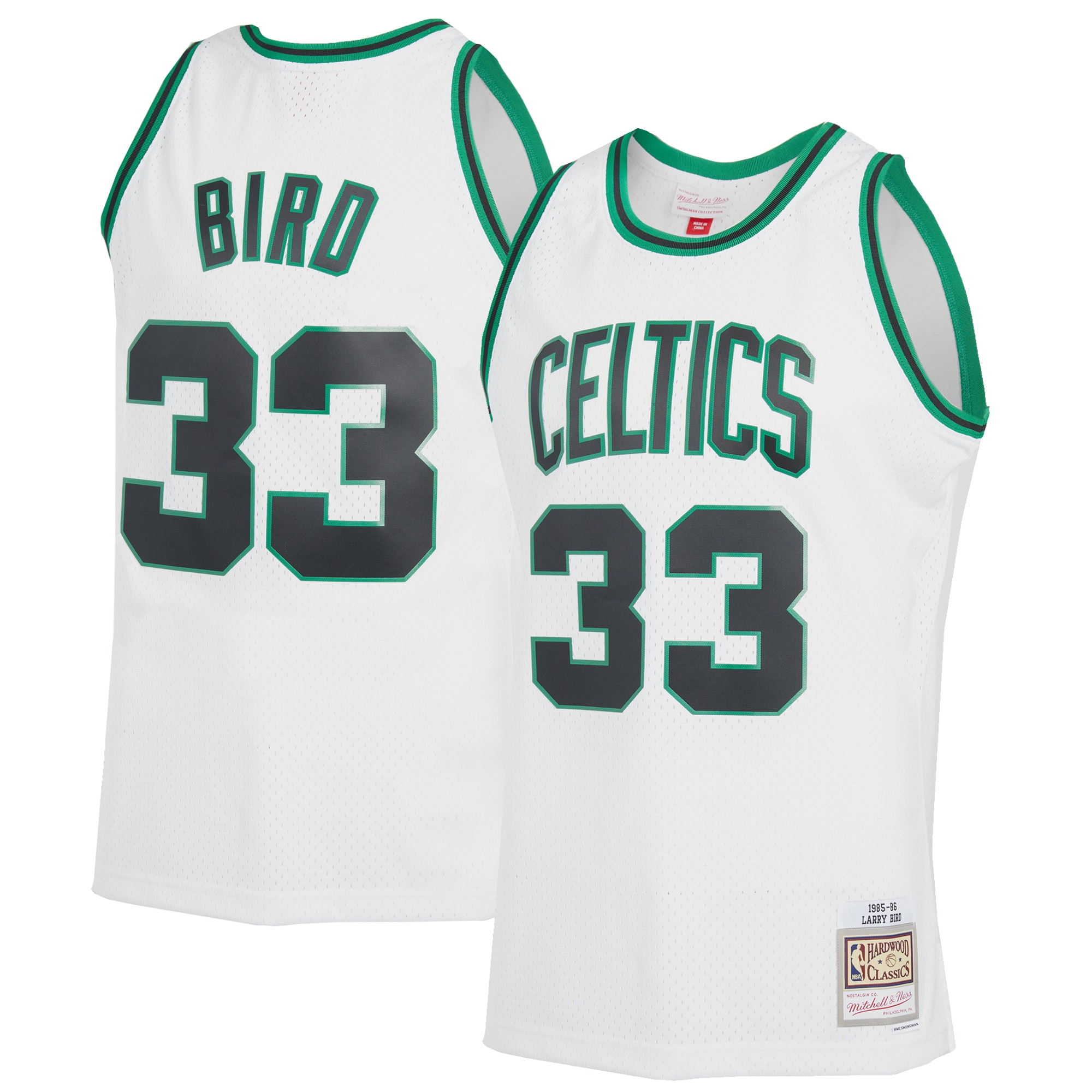 Men's Mitchell & Ness Larry Bird White Boston Celtics 1985-86 Hardwood Classics Reload 2.0 Swingman Basketball Jersey