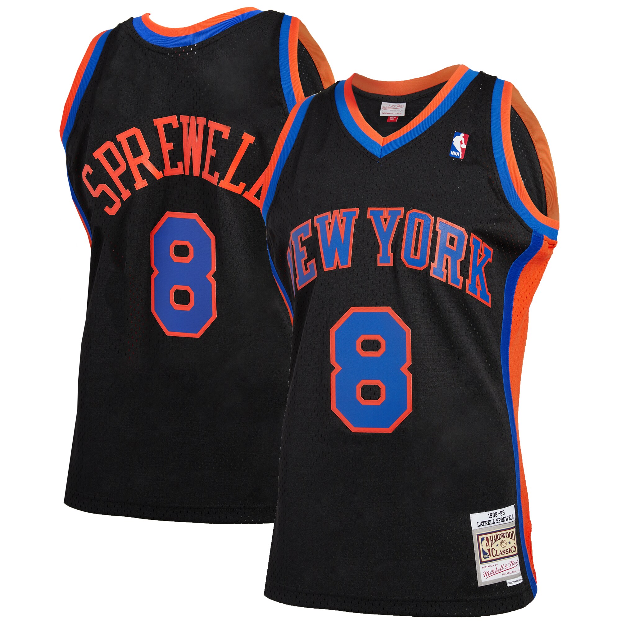 Men's Mitchell & Ness Latrell Sprewell Black New York Knicks 1998-99 Hardwood Classics Reload 2.0 Swingman Basketball Jersey