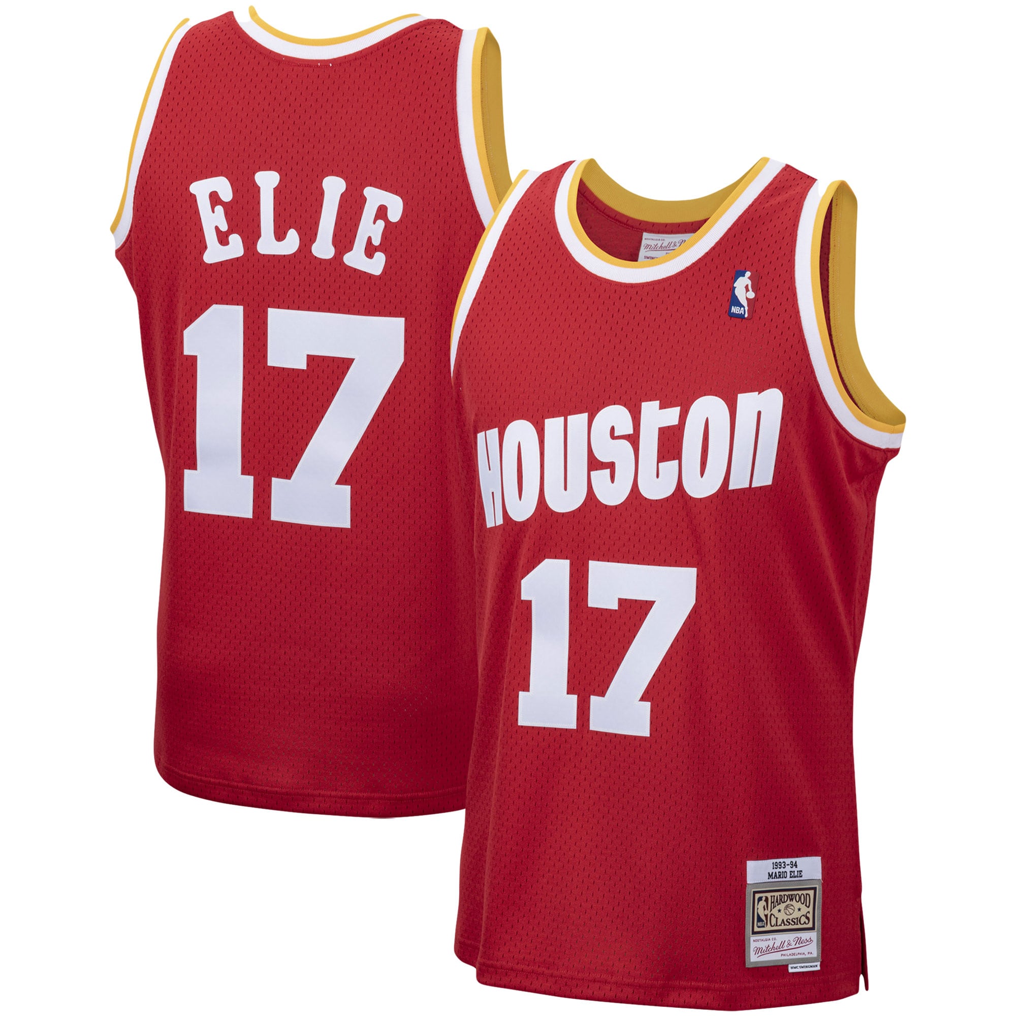 Men's Mitchell & Ness Mario Elie Red Houston Rockets 1993-94 Hardwood Classics Swingman Jersey