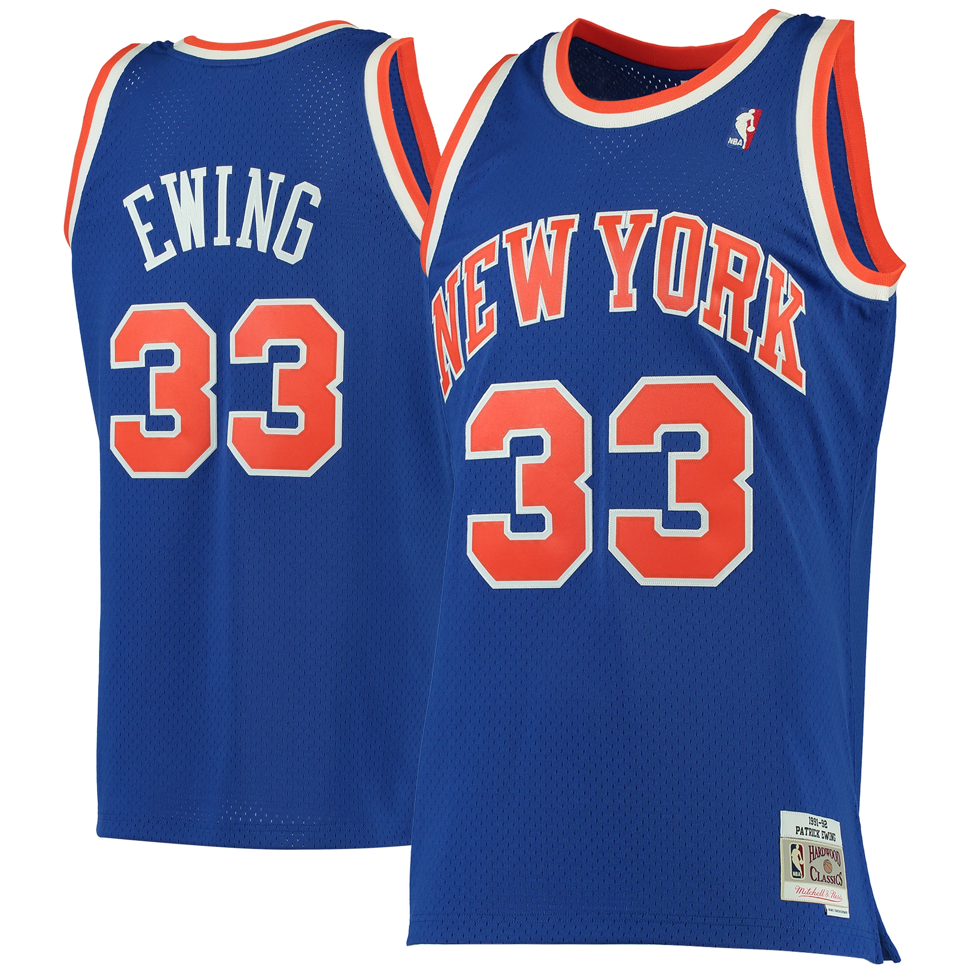 Men's Mitchell & Ness Patrick Ewing Blue New York Knicks 1991-92 Hardwood Classics Swingman Basketball Jersey