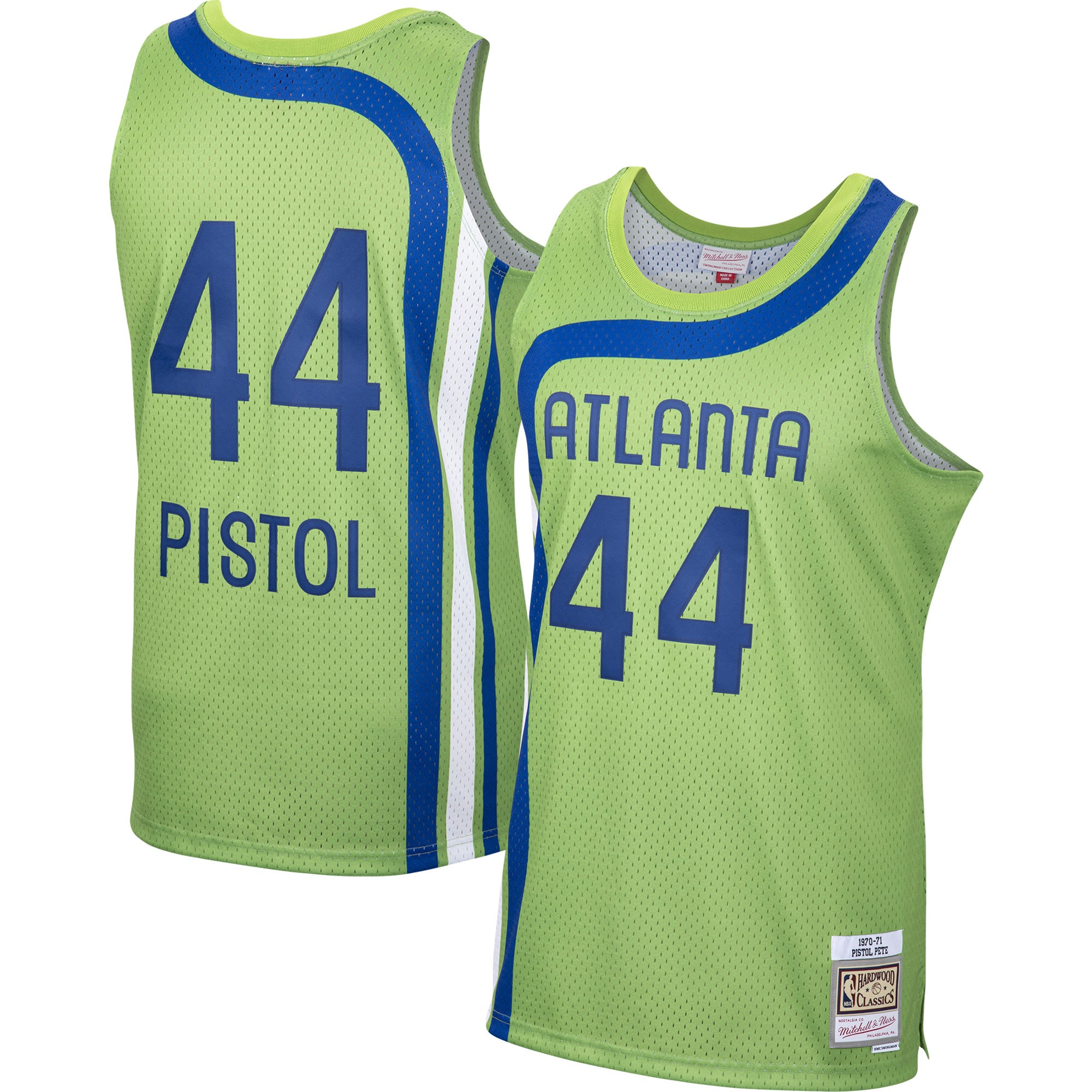 Men's Mitchell & Ness Pete Maravich Green Atlanta Hawks 1976/77 Hardwood Classics Swingman Basketball Jersey