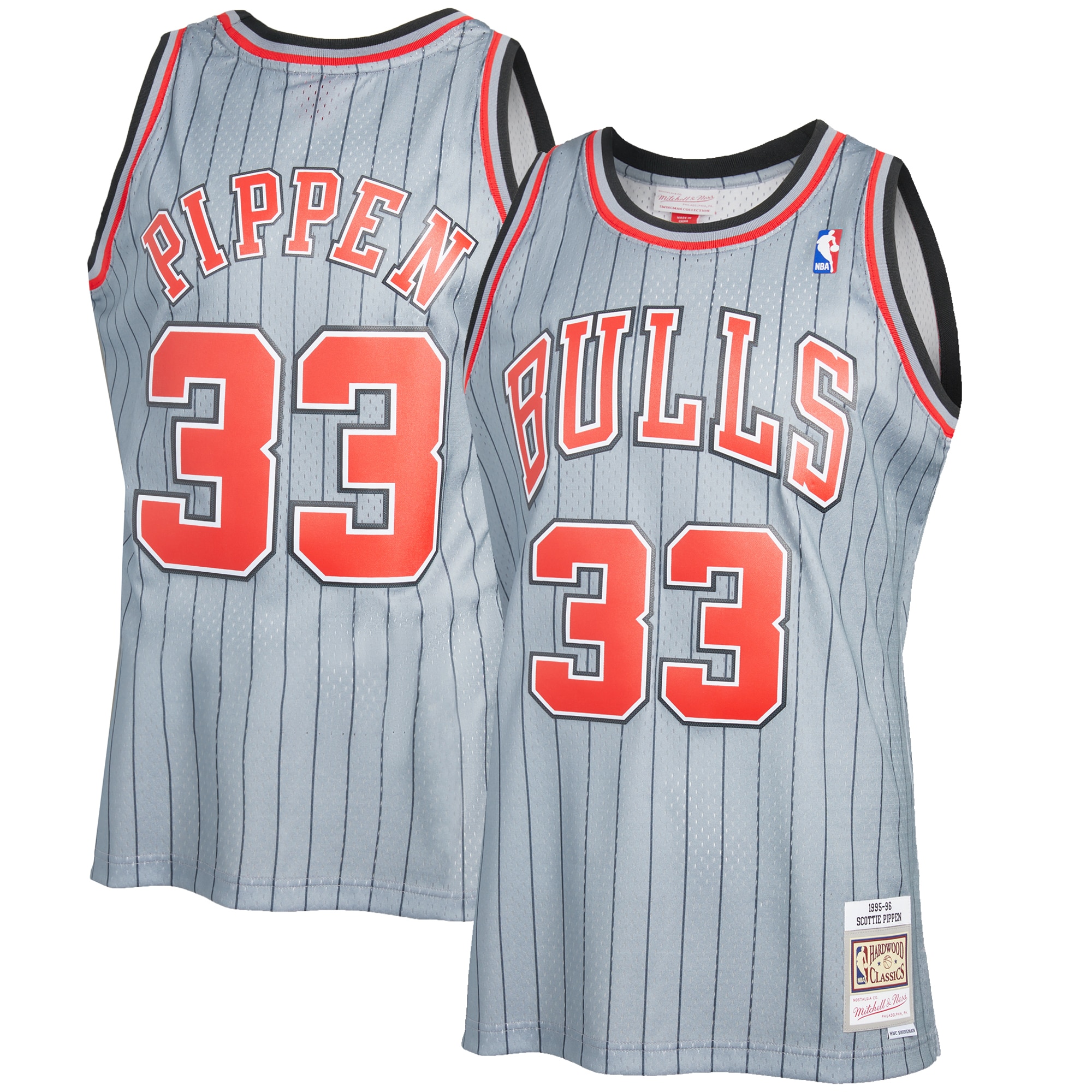 Men's Mitchell & Ness Scottie Pippen Gray Chicago Bulls 1995-96 Hardwood Classics Reload 2.0 Swingman Basketball Jersey