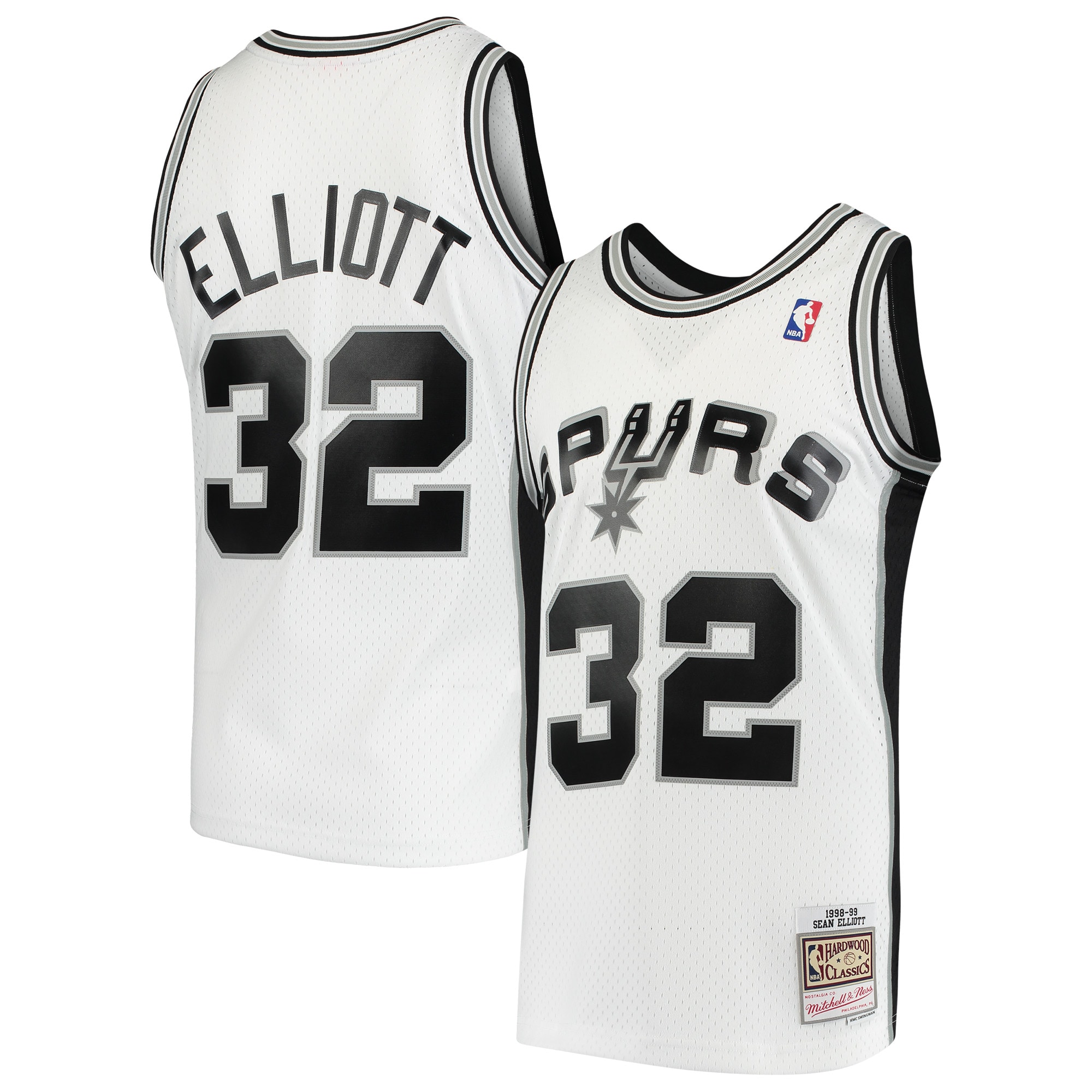 Men's Mitchell & Ness Sean Elliott White San Antonio Spurs 1998-99 Hardwood Classics Swingman Basketball Jersey