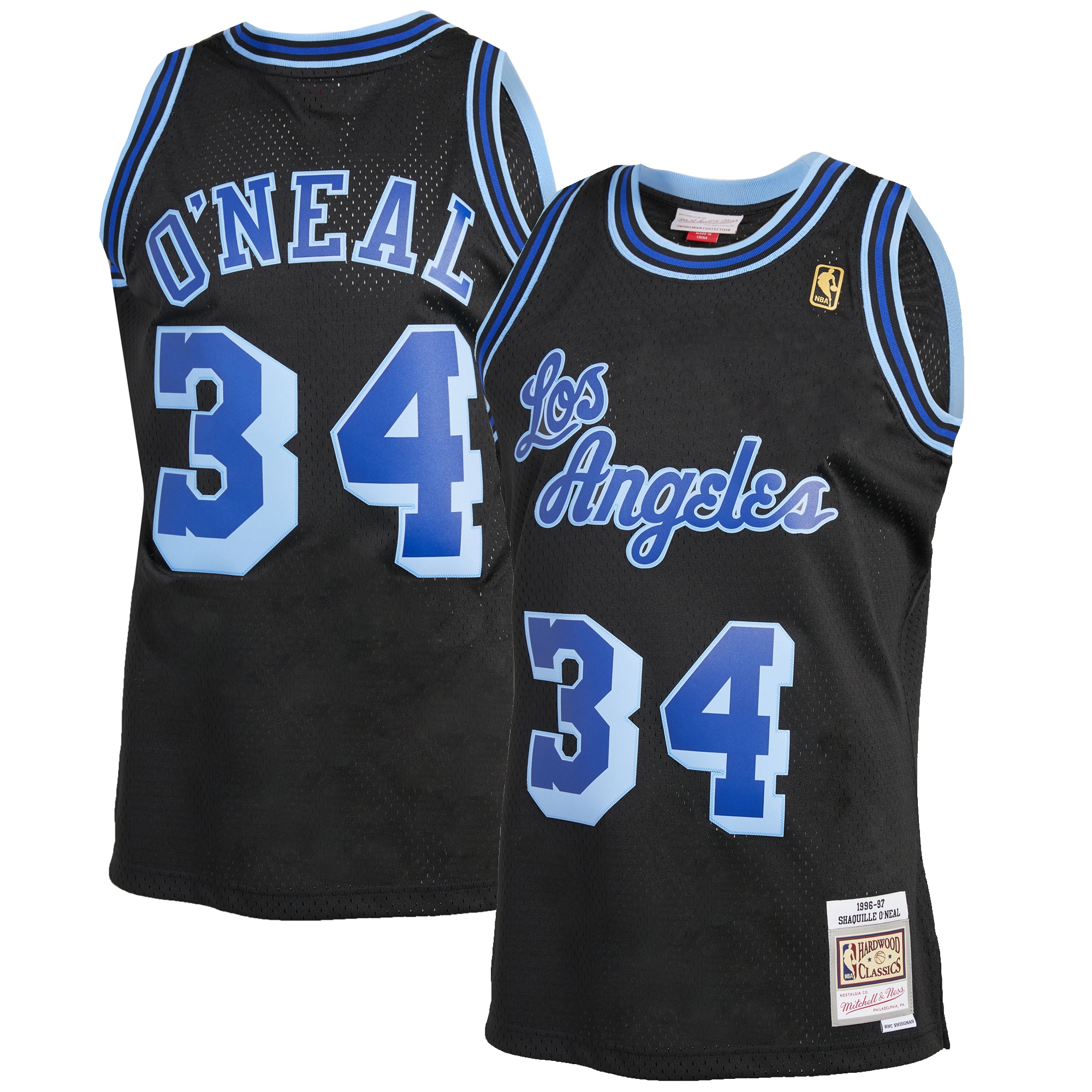 Men's Mitchell & Ness Shaquille O'neal Black Los Angeles Lakers 1996-97 Hardwood Classics Reload 2.0 Swingman Basketball Jersey