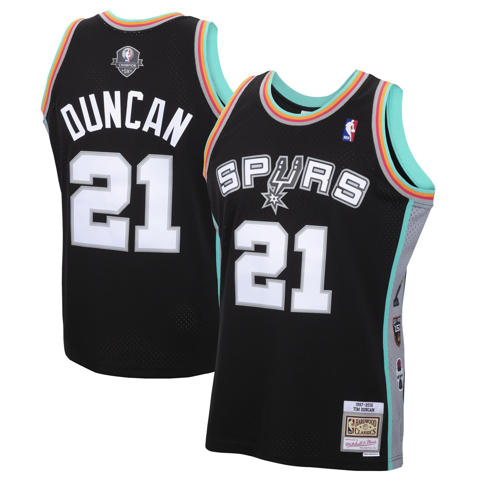 Men's Mitchell & Ness Tim Duncan Black San Antonio Spurs Special Edition 2020 Hardwood Classics Swingman Basketball Jersey
