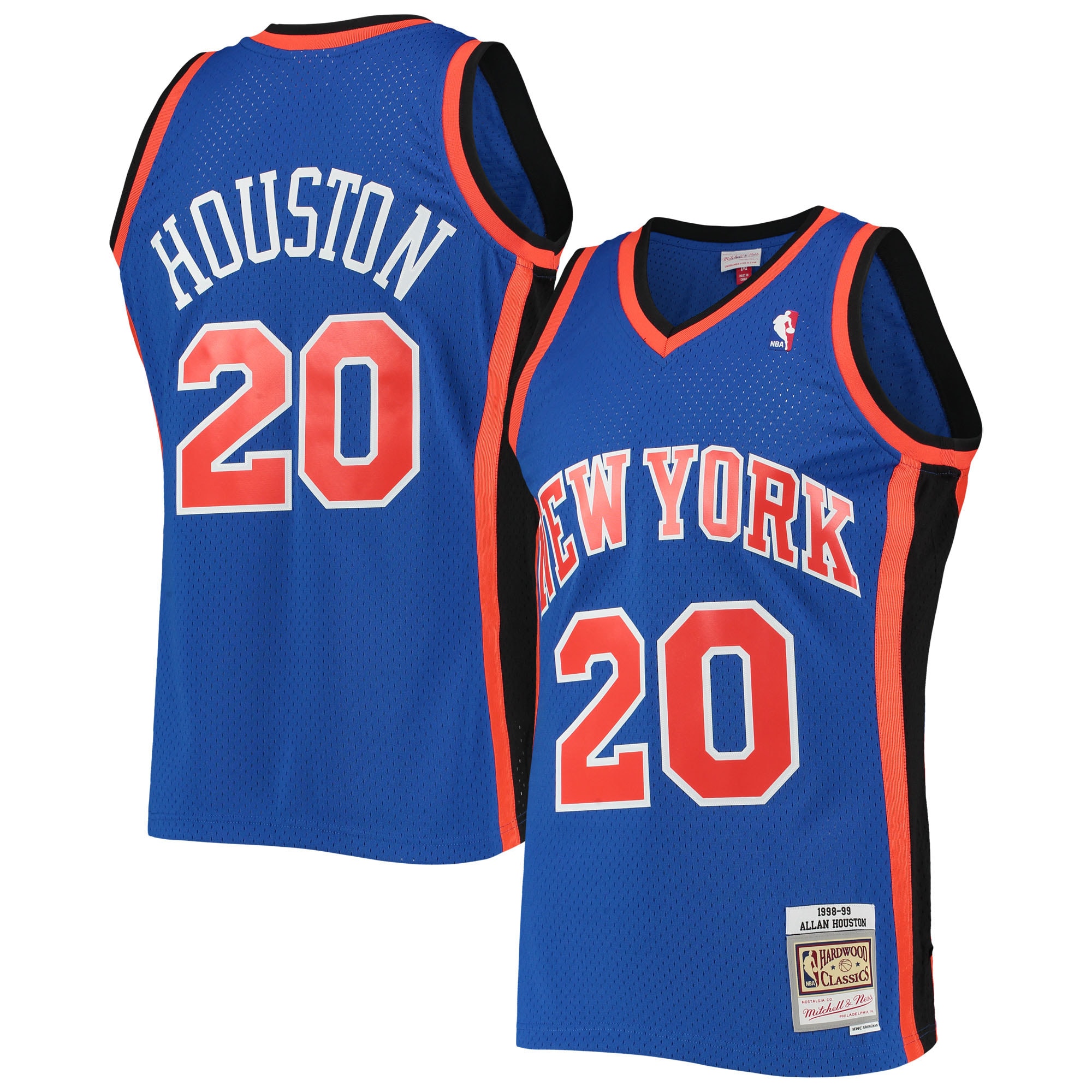 Men's Mitchell & Ness Allan Houston Blue New York Knicks 1998-99 Hardwood Classics Swingman Basketball Jersey