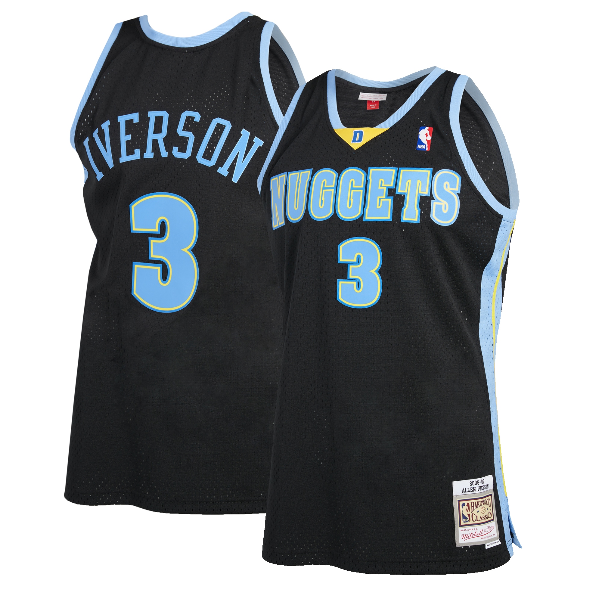Men's Mitchell & Ness Allen Iverson Black Denver Nuggets 2006-2007 Hardwood Classics Reload 2.0 Swingman Basketball Jersey