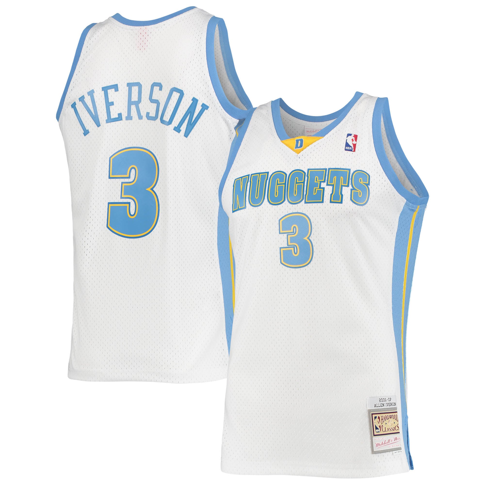 Men's Mitchell & Ness Allen Iverson White Denver Nuggets 2006-07 Hardwood Classics Swingman Basketball Jersey
