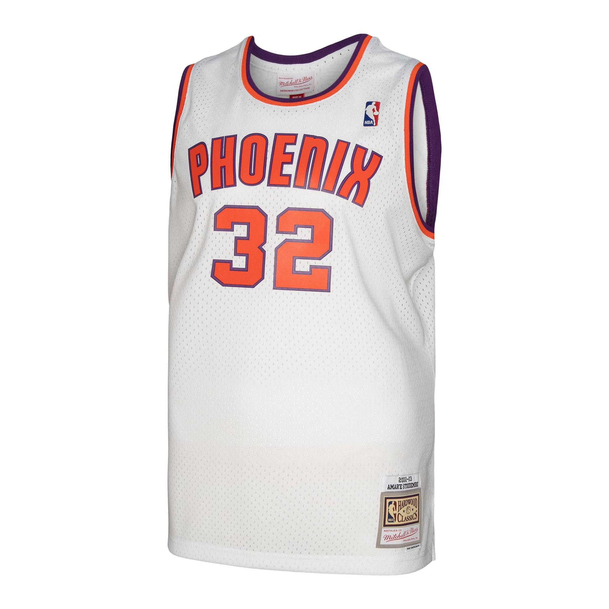 Alternative view of Men's Mitchell & Ness Amar'e Stoudemire White Phoenix Suns 2002/03 Hardwood Classics Swingman Basketball Jersey - JS935 