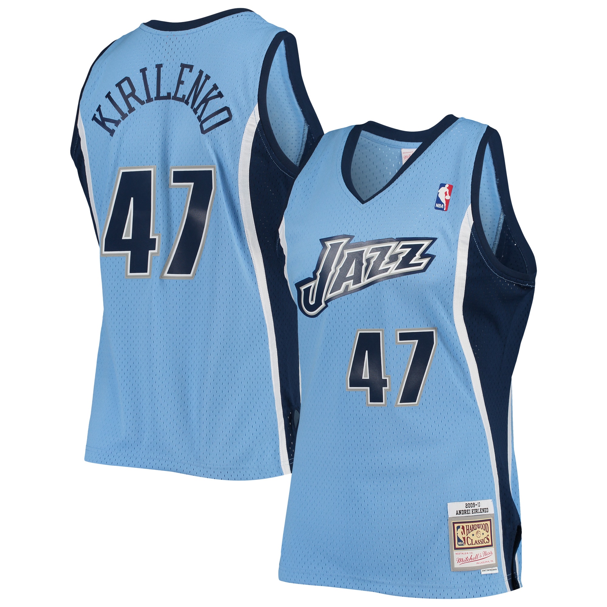 Men's Mitchell & Ness Andrei Kirilenko Powder Blue Utah Jazz 2009-10 Hardwood Classics Swingman Basketball Jersey