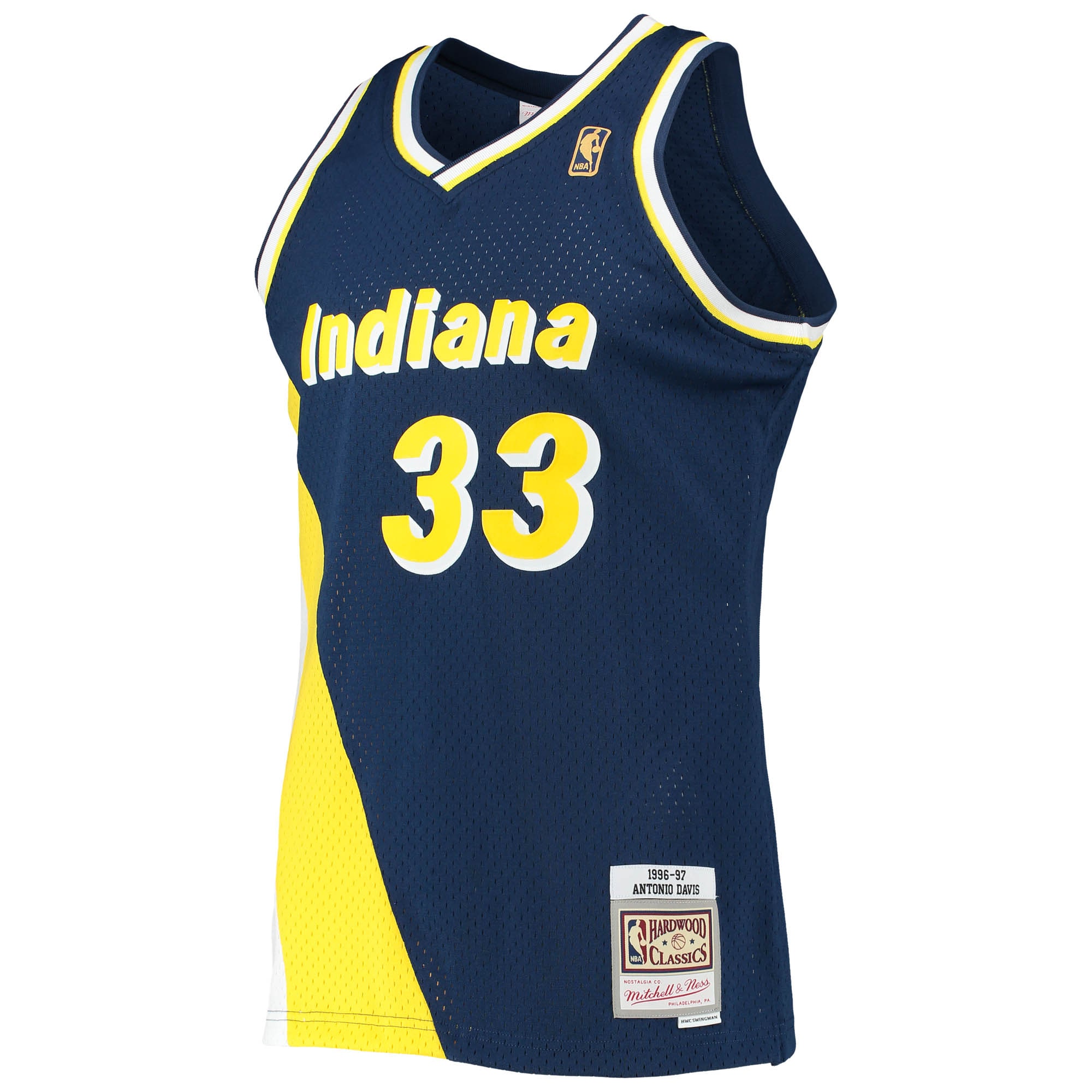 Alternative view of Men's Mitchell & Ness Antonio Davis Navy Indiana Pacers 1996/97 Hardwood Classics Swingman Basketball Jersey - JS606 