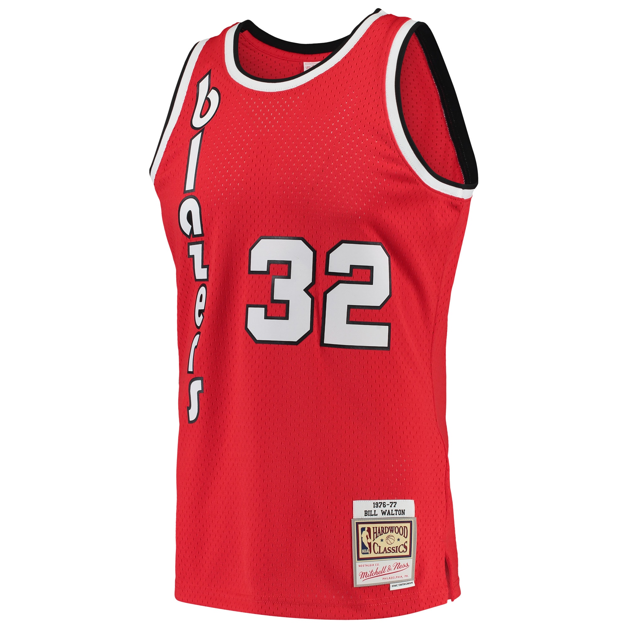 Alternative view of Men's Mitchell & Ness Bill Walton Red Portland Trail Blazers 1976-77 Hardwood Classics Swingman Player Basketball Jersey - JS752 