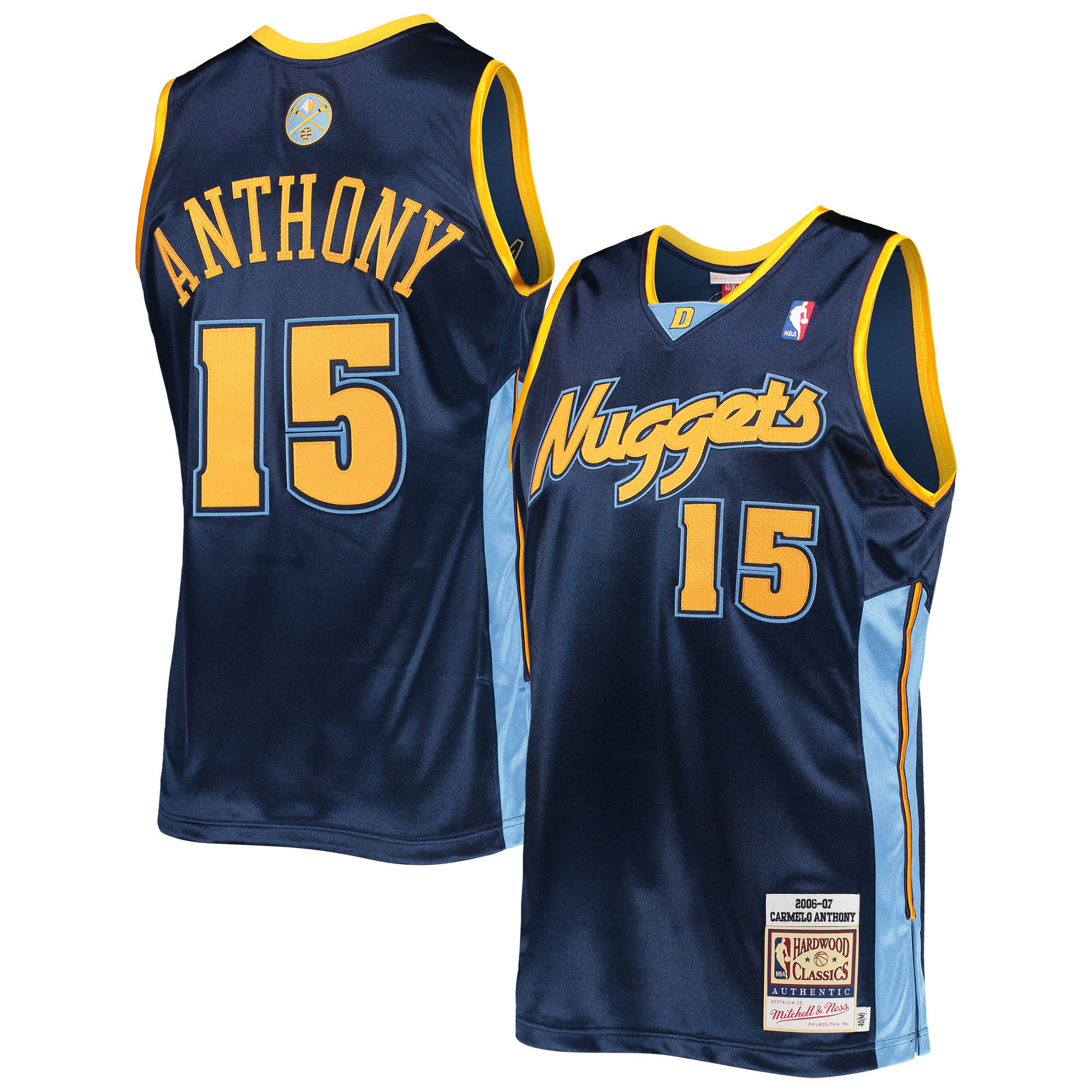 Men's Mitchell & Ness Carmelo Anthony Navy Denver Nuggets Hardwood Classics Authentic 2006 Basketball Jersey