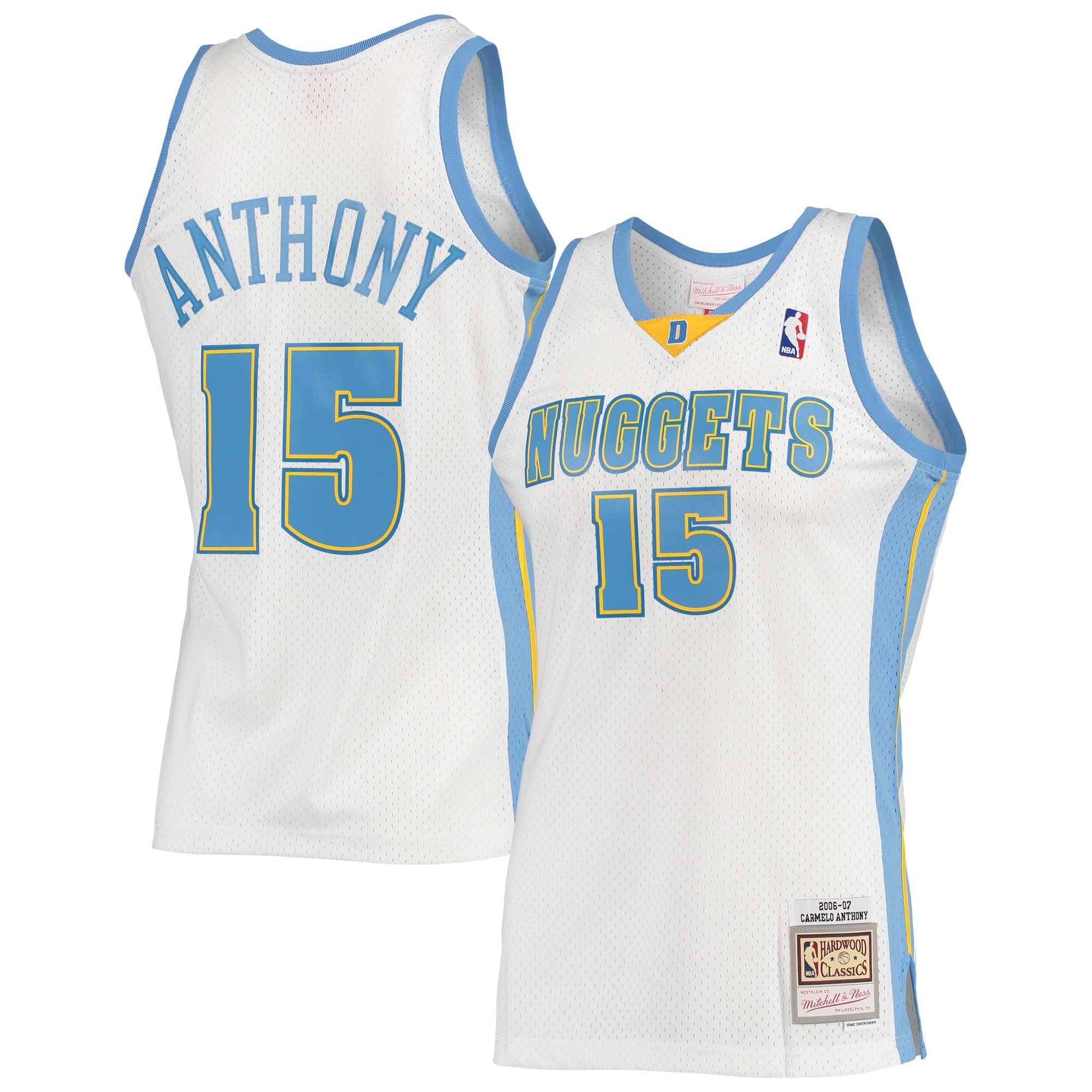 Men's Mitchell & Ness Carmelo Anthony White Denver Nuggets 2006-07 Hardwood Classics Swingman Basketball Jersey