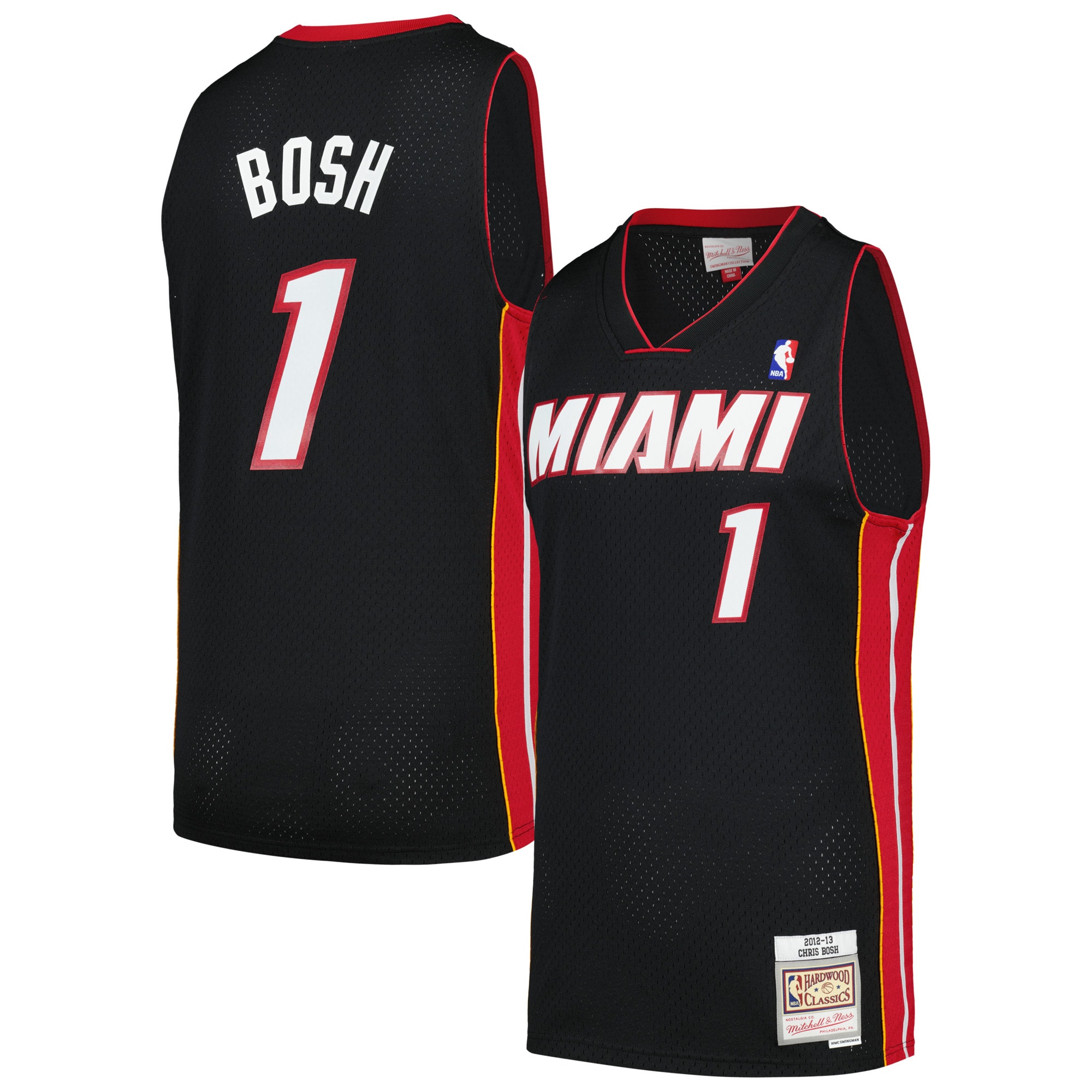 Men's Mitchell & Ness Chris Bosh Black Miami Heat 2012/13 Hardwood Classics Swingman Basketball Jersey - JS900 