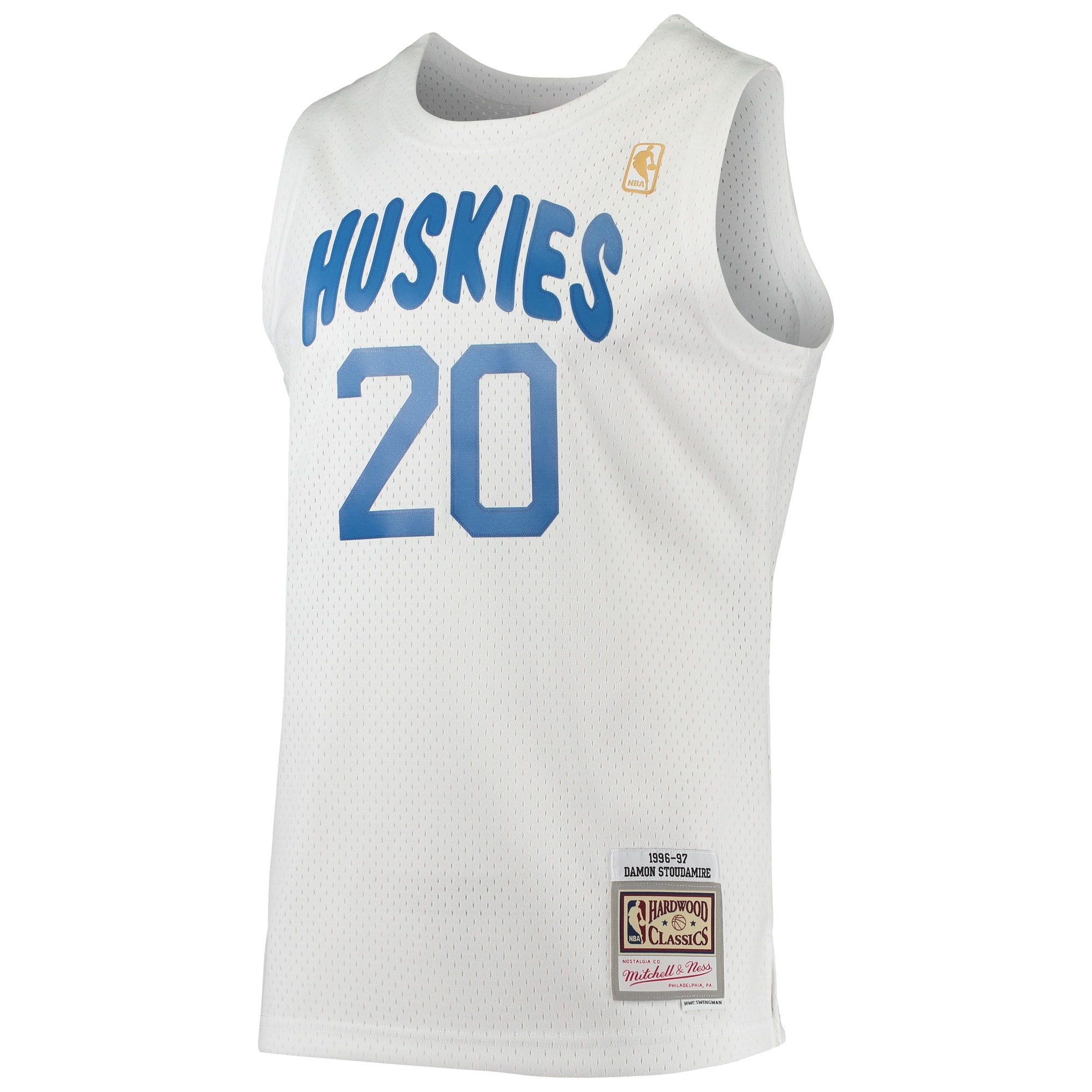 Alternative view of Men's Mitchell & Ness Damon Stoudamire White Toronto Raptors 1996/97 Hardwood Classics Swingman Basketball Jersey - JS451 