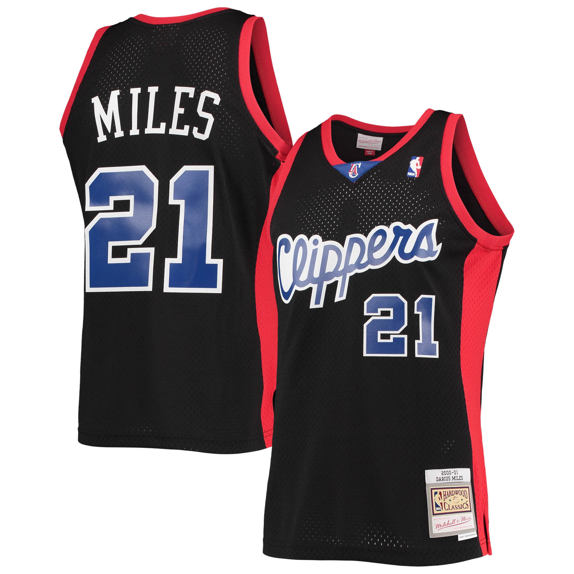 Men’s Mitchell & Ness Darius Miles Black La Clippers Hardwood Classics Reload 2.0 Swingman Basketball Jersey
