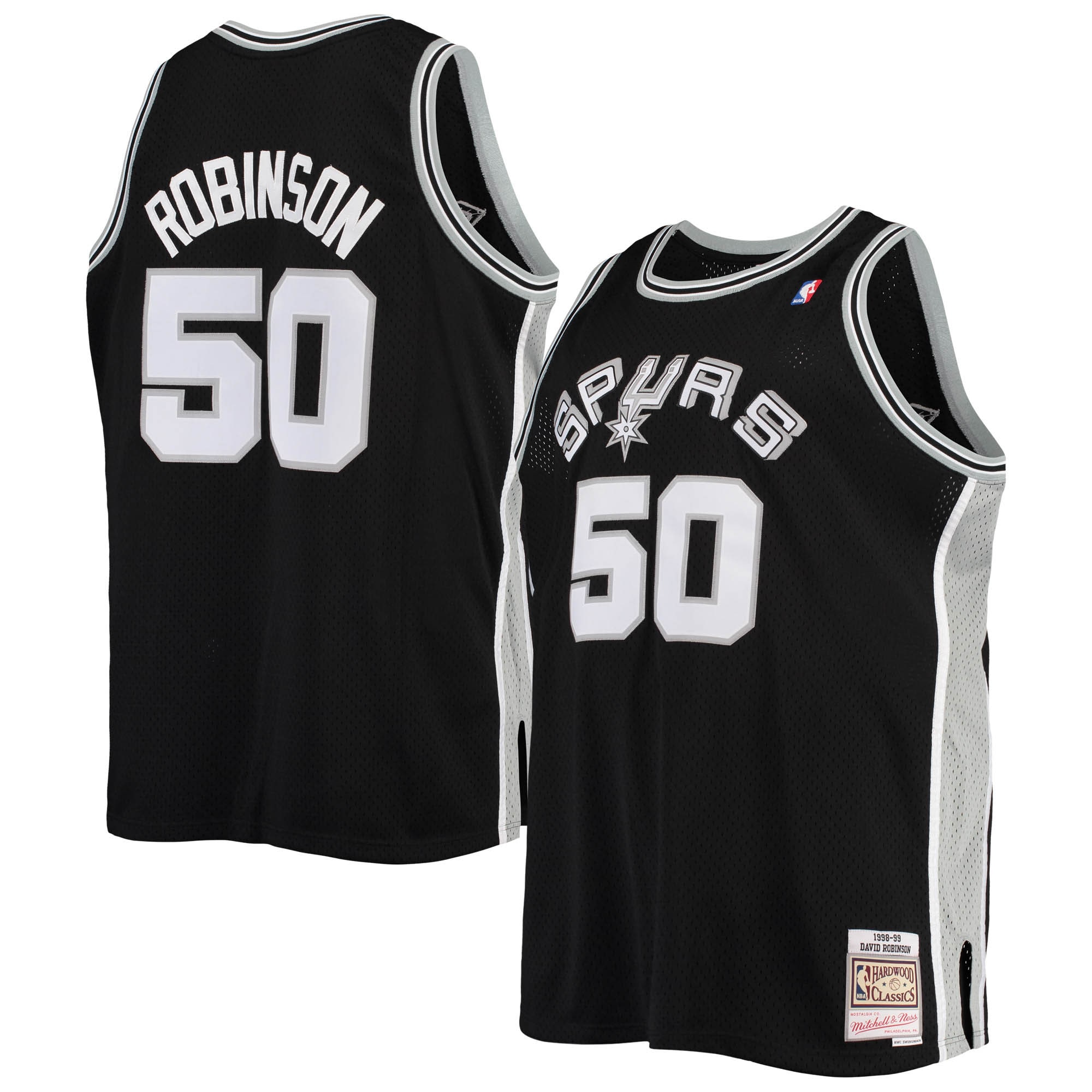 Men's Mitchell & Ness David Robinson Black San Antonio Spurs 1998/99 Big & Tall Hardwood Classics Swingman Basketball Jersey - JS135 