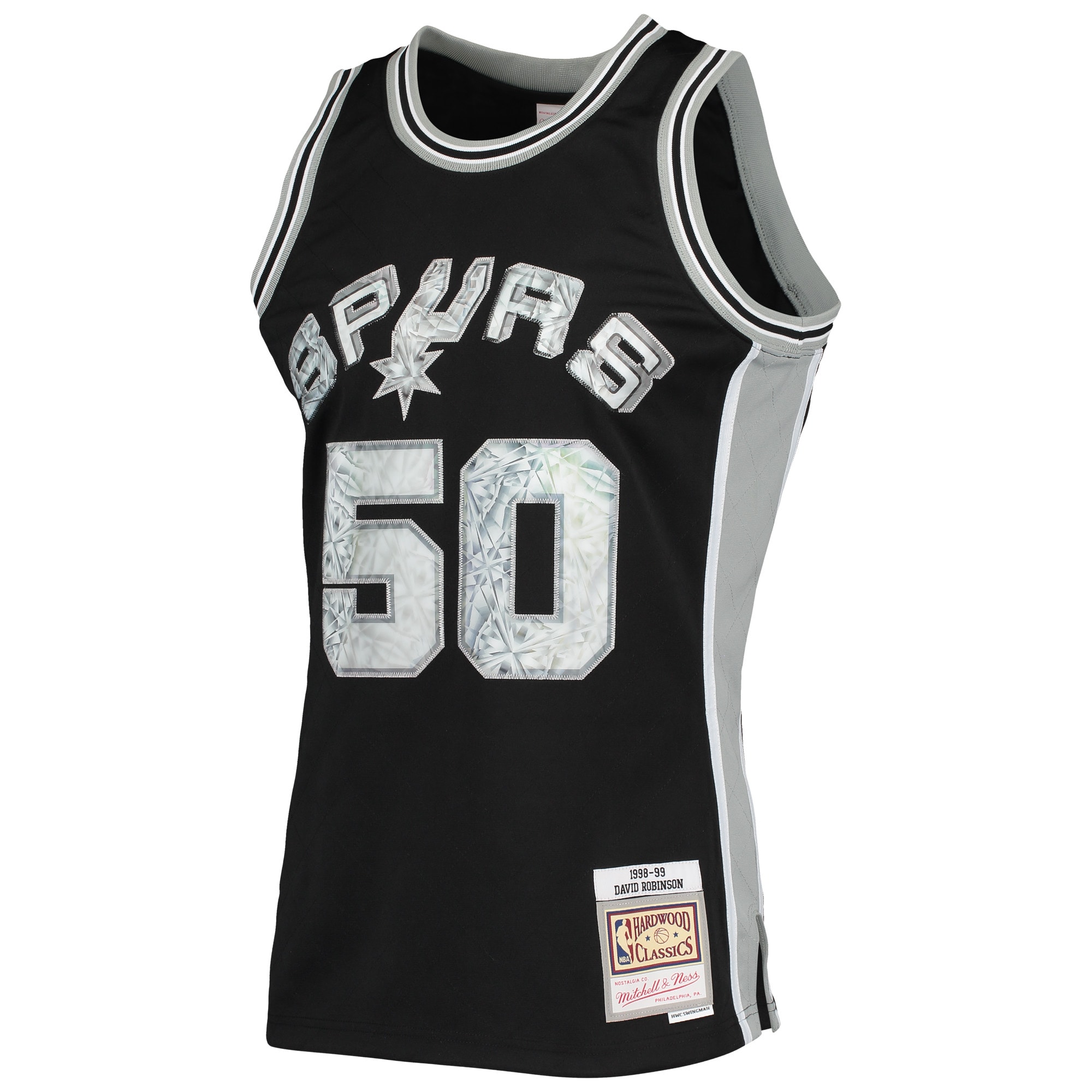 Alternative view of Men's Mitchell & Ness David Robinson Black San Antonio Spurs 1998/99 Hardwood Classics NBA 75th Anniversary Diamond Swingman Basketball Jersey - JS918 