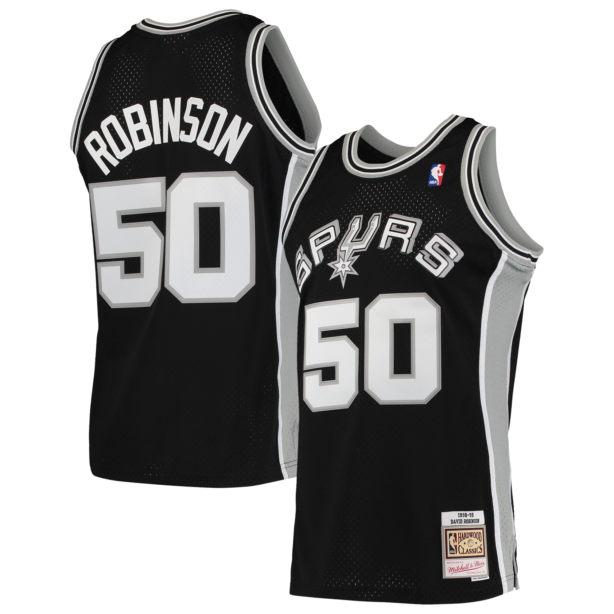 Men's Mitchell & Ness David Robinson Black San Antonio Spurs Hardwood Classics 1998-99 Swingman Basketball Jersey - JS250 