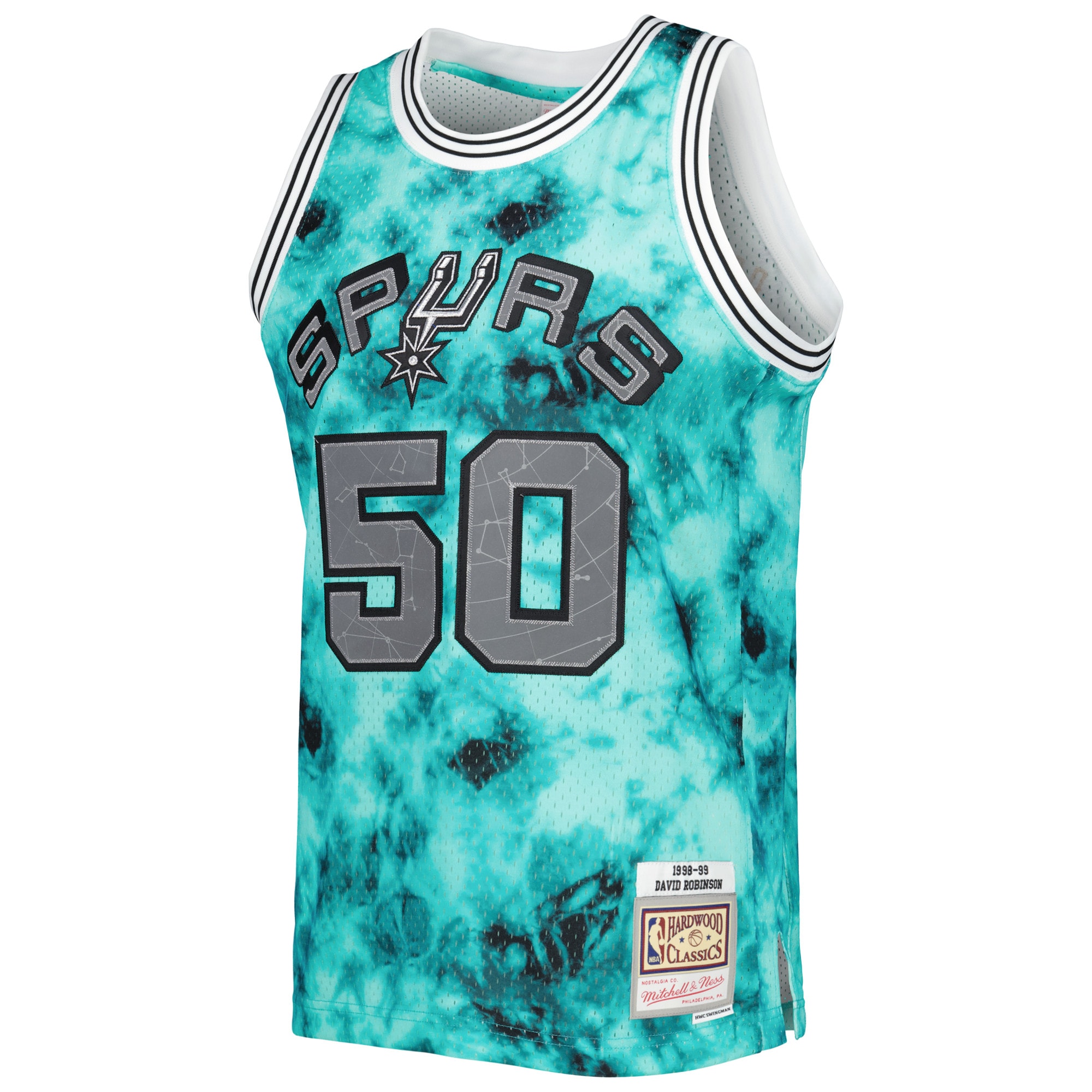 Alternative view of Men's Mitchell & Ness David Robinson Teal San Antonio Spurs 1998/99 Galaxy Swingman Basketball Jersey - JS370 