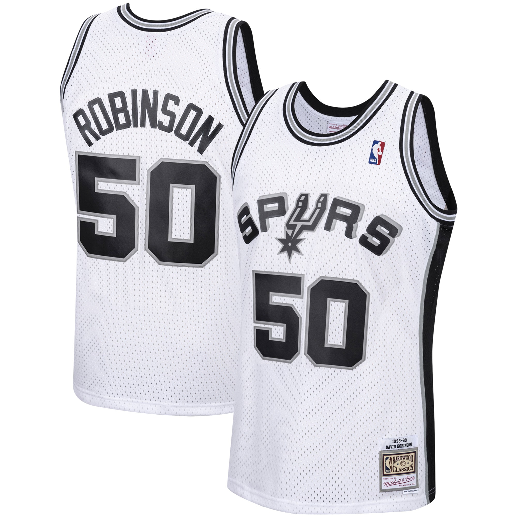 Men's Mitchell & Ness David Robinson White San Antonio Spurs 1998-99 Hardwood Classics Swingman Basketball Jersey