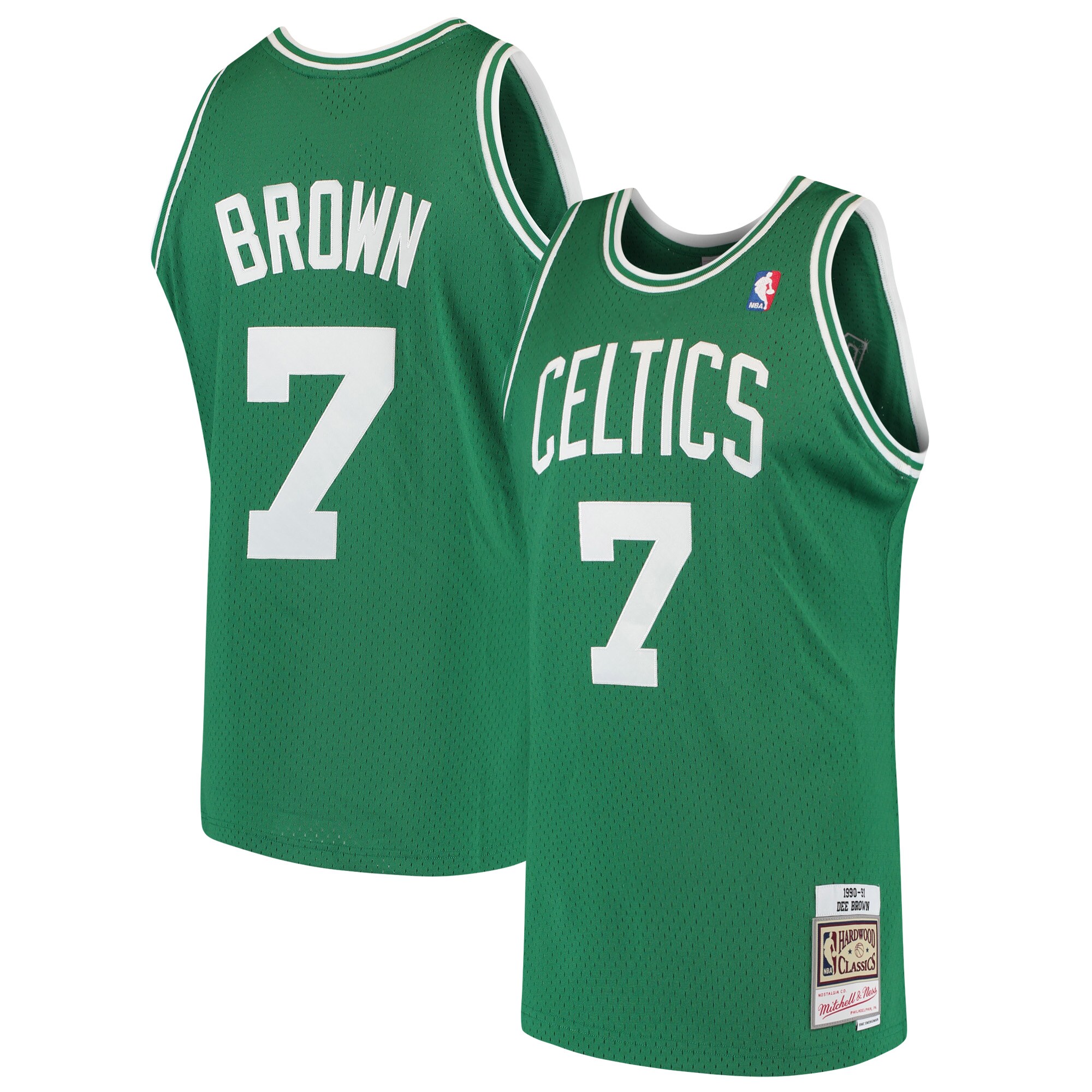 Men's Mitchell & Ness Dee Brown Kelly Green Boston Celtics 1985-86 Hardwood Classics Swingman Basketball Jersey
