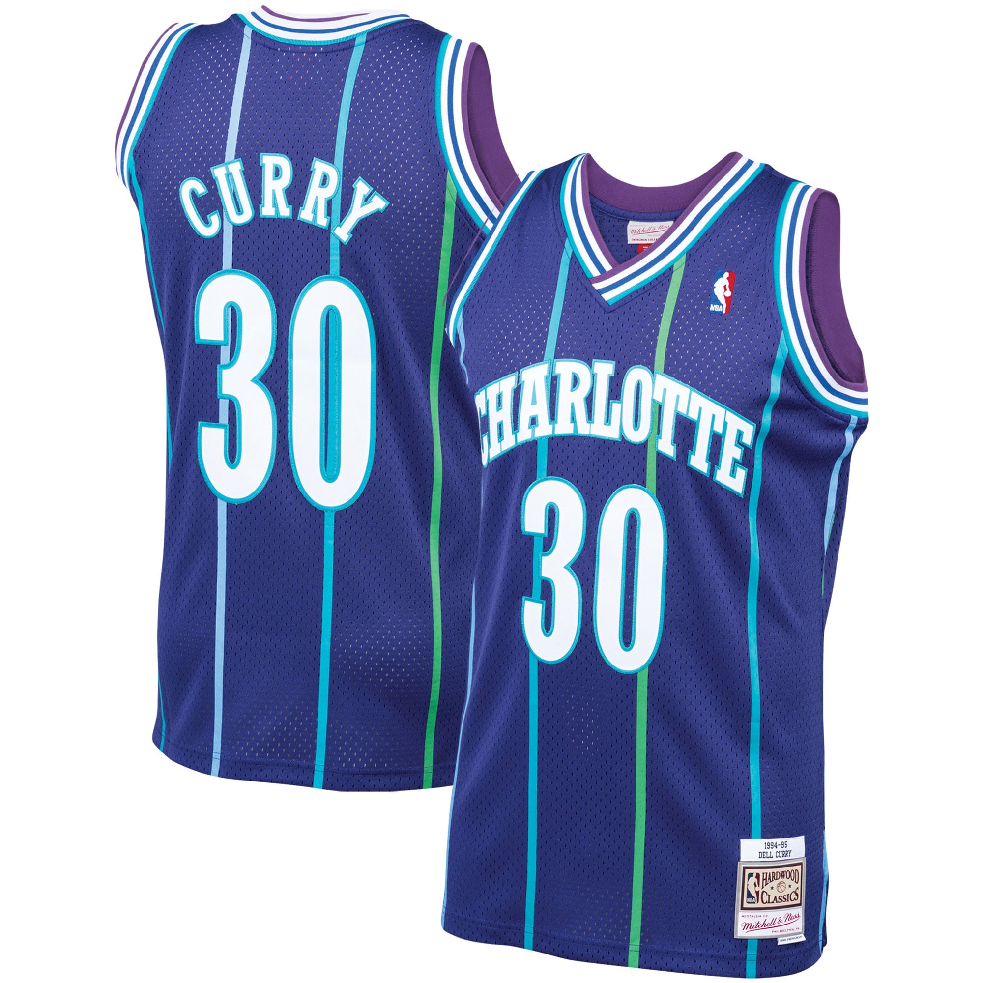 Men's Mitchell & Ness Dell Curry Purple Charlotte Hornets 1994-95 Hardwood Classics Swingman Basketball Jersey