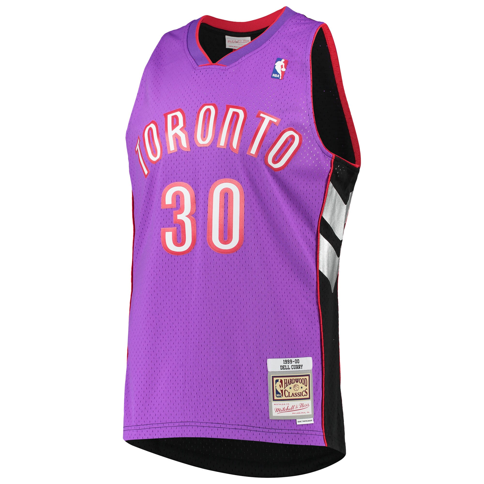 Alternative view of Men's Mitchell & Ness Dell Curry Purple Toronto Raptors 1999/00 Hardwood Classics Swingman Basketball Jersey - JS652 