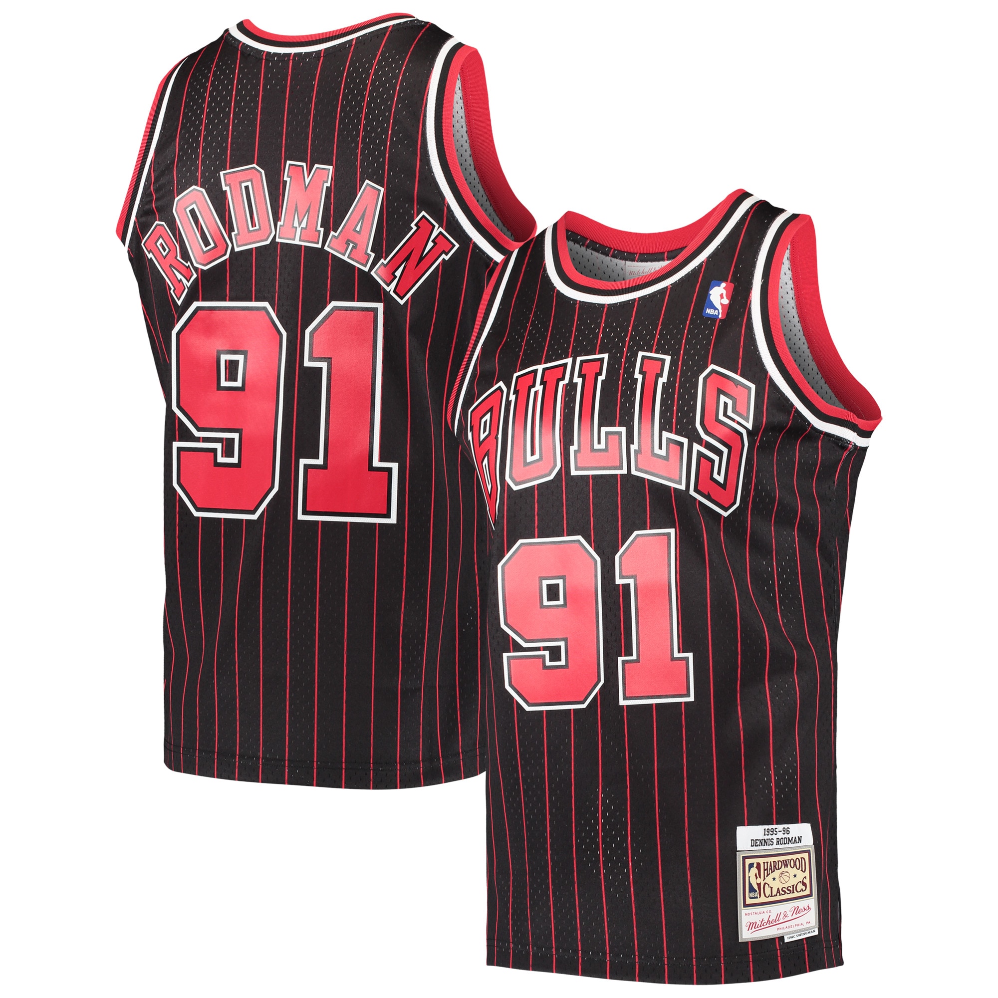 Men's Mitchell & Ness Dennis Rodman Black Chicago Bulls Hardwood Classics Swingman Basketball Jersey
