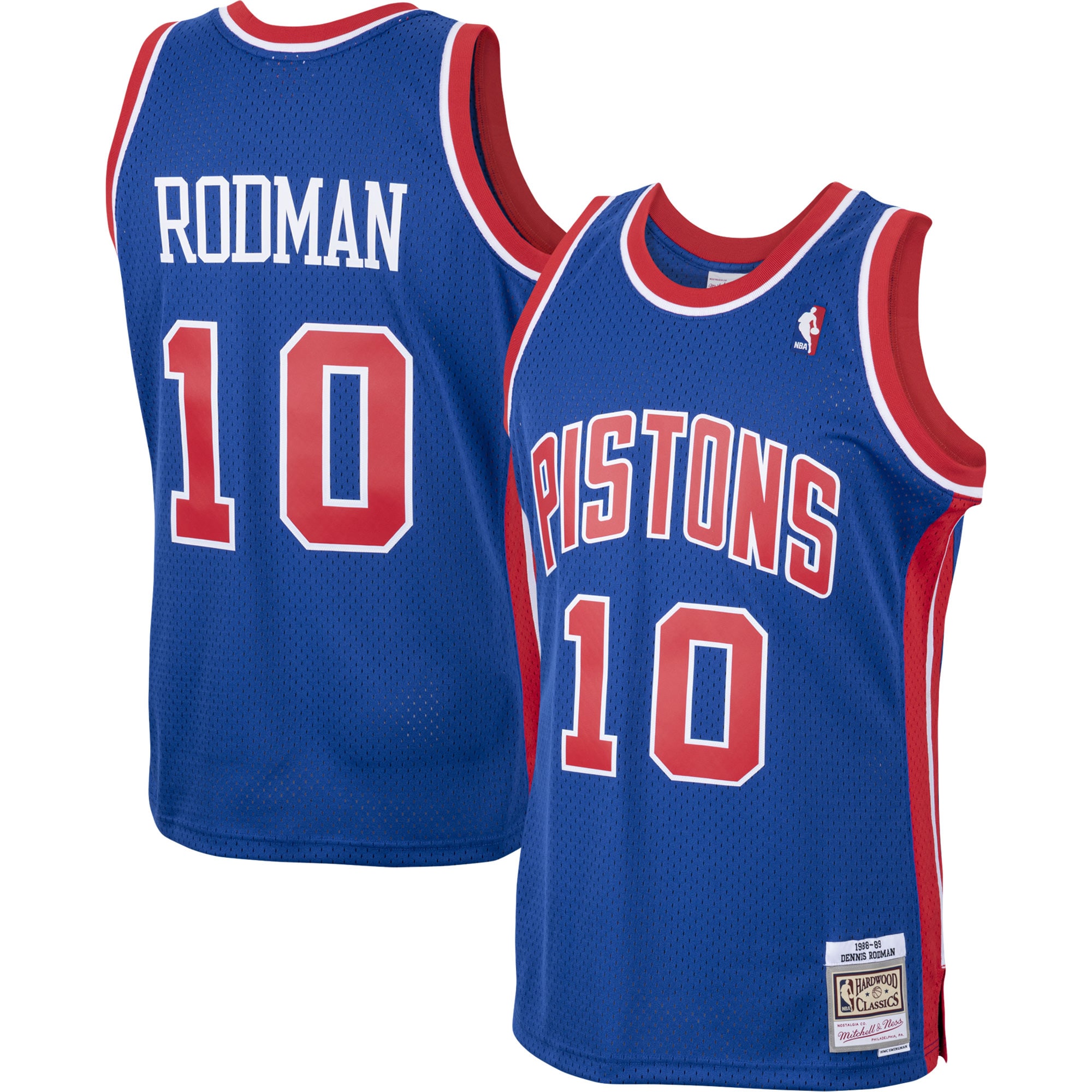 Men's Mitchell & Ness Dennis Rodman Royal Detroit Pistons 1988-89 Hardwood Classics Swingman Basketball Jersey