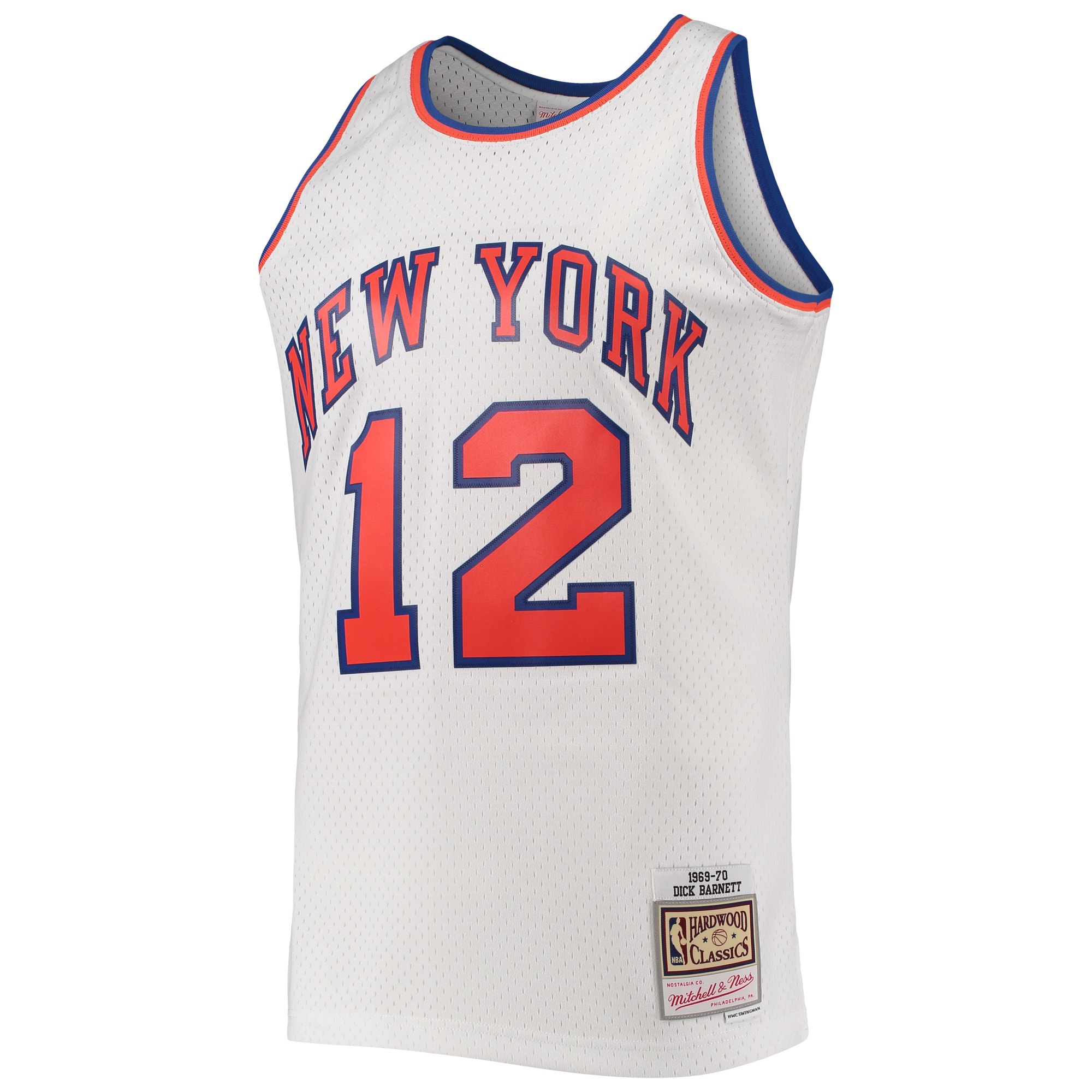 Alternative view of Men's Mitchell & Ness Dick Barnett White New York Knicks Hardwood Classics 1969-70 Swingman Basketball Jersey - JS987 